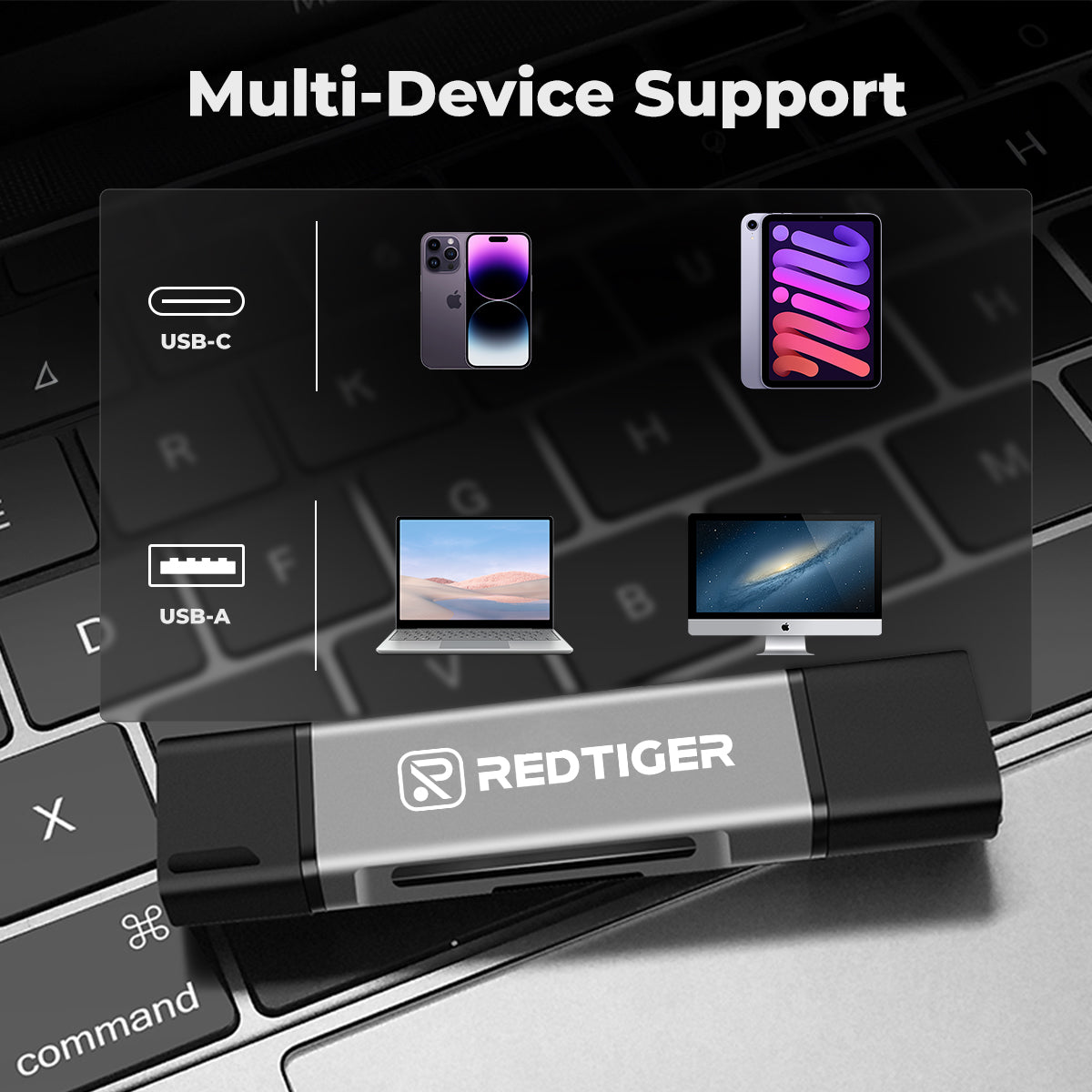 REDTIGER 2-in-1 Card Reader with USB-C & USB-A Interface Accessories REDTIGER Official