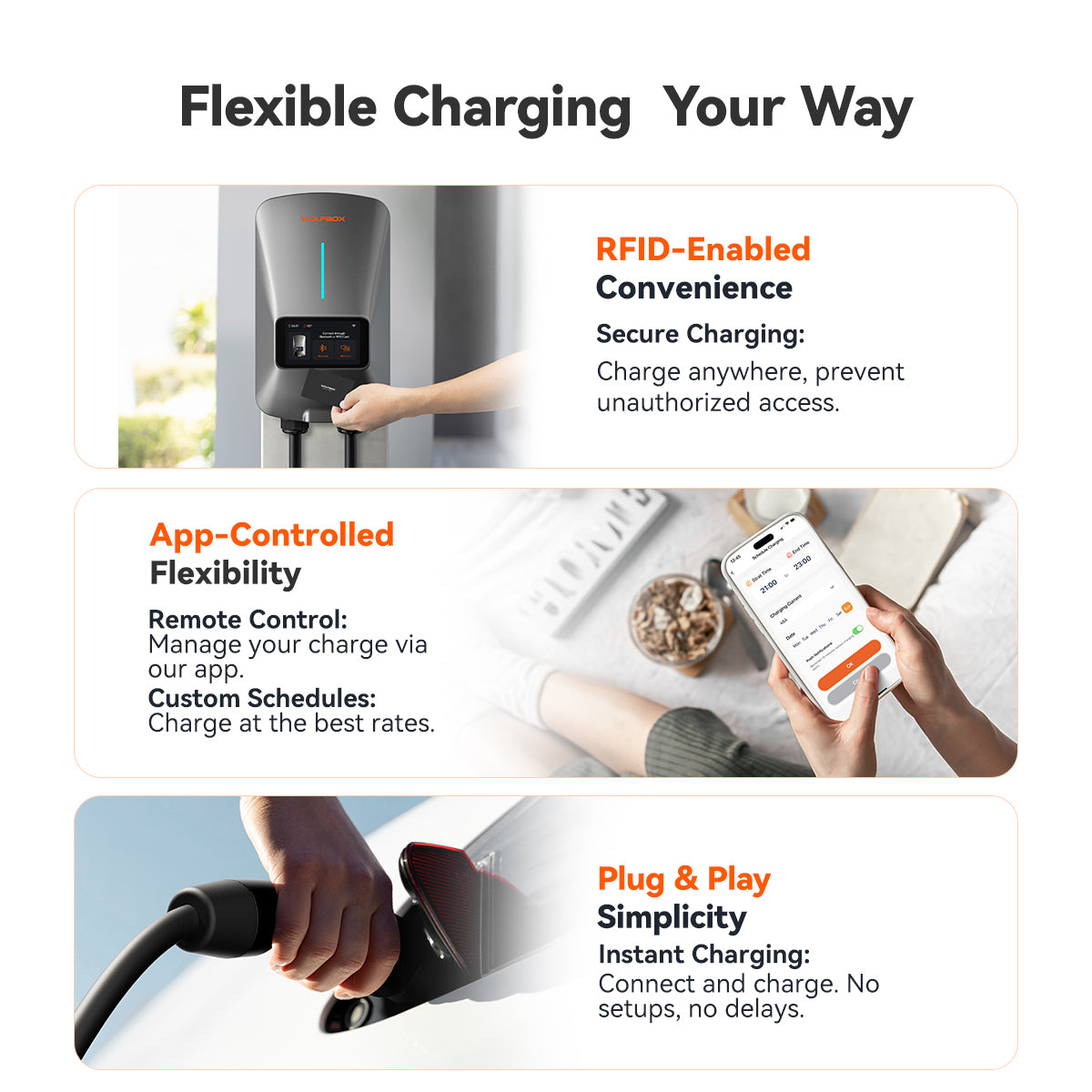 WOLFBOX WiFi Level 2 Electric Car EV Charger 25ft Cable Charging Station charger WOLFBOX