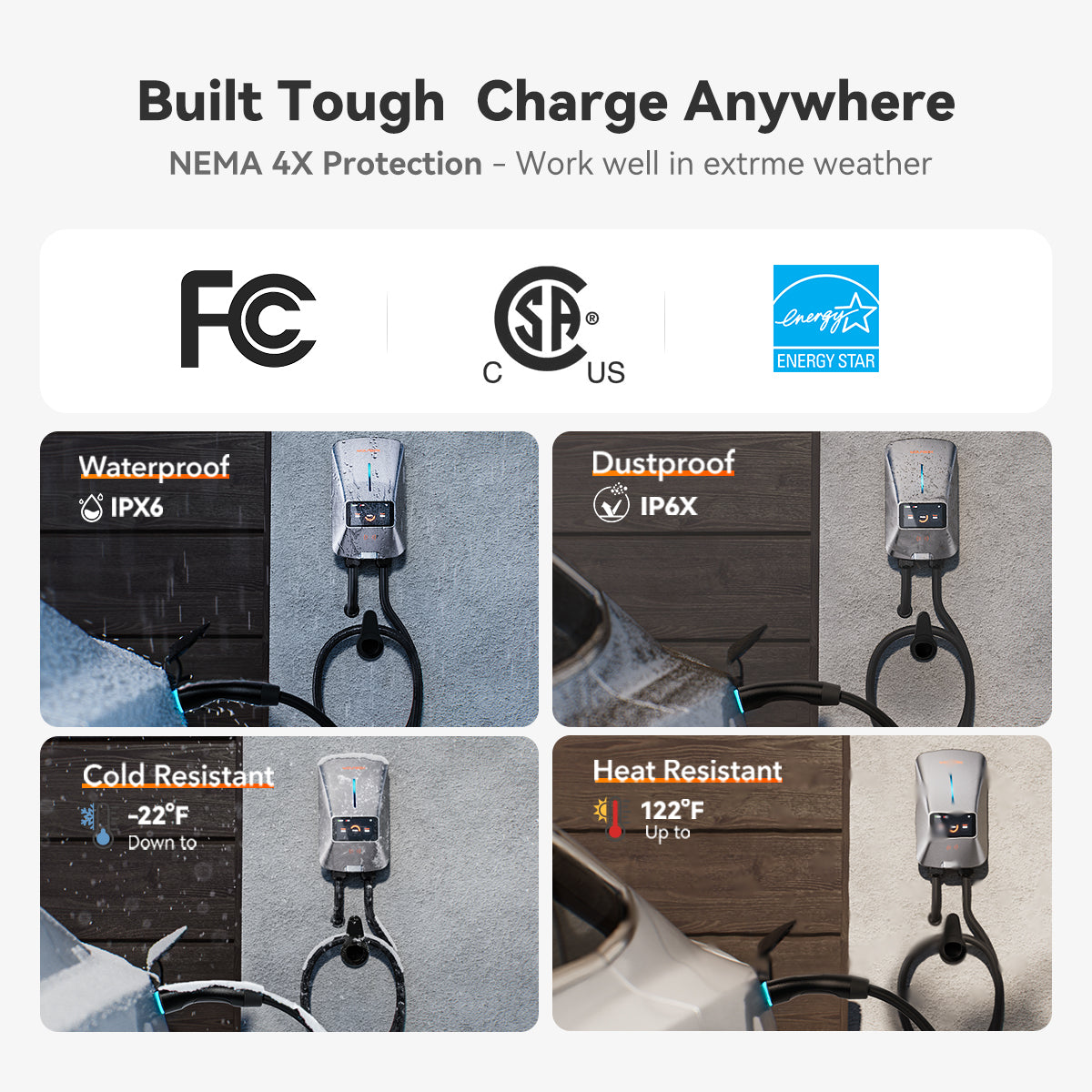WOLFBOX WiFi Level 2 Electric Car EV Charger 25ft Cable Charging Station charger WOLFBOX