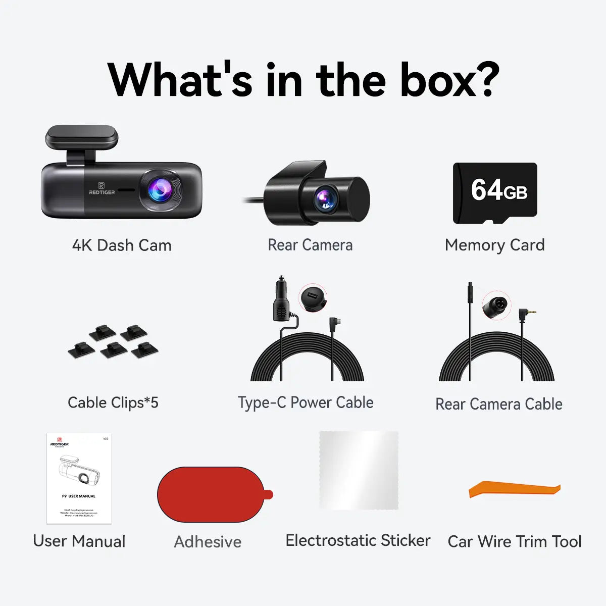 Redtiger F9 4K Dual Front and Rear Mini Dash Cam Hot Sales REDTIGER Dash Cam