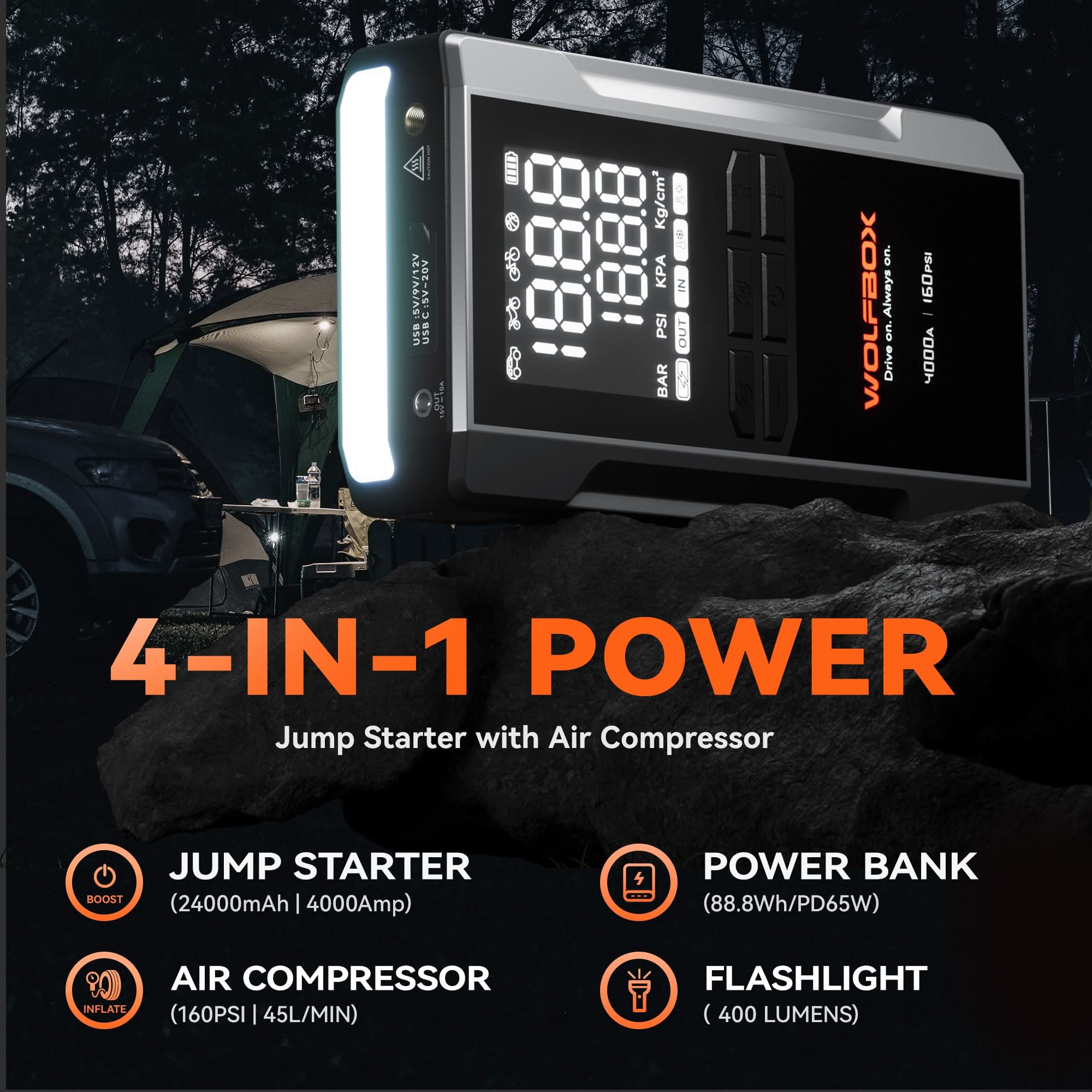 4 in 1 jump starter with air compressor