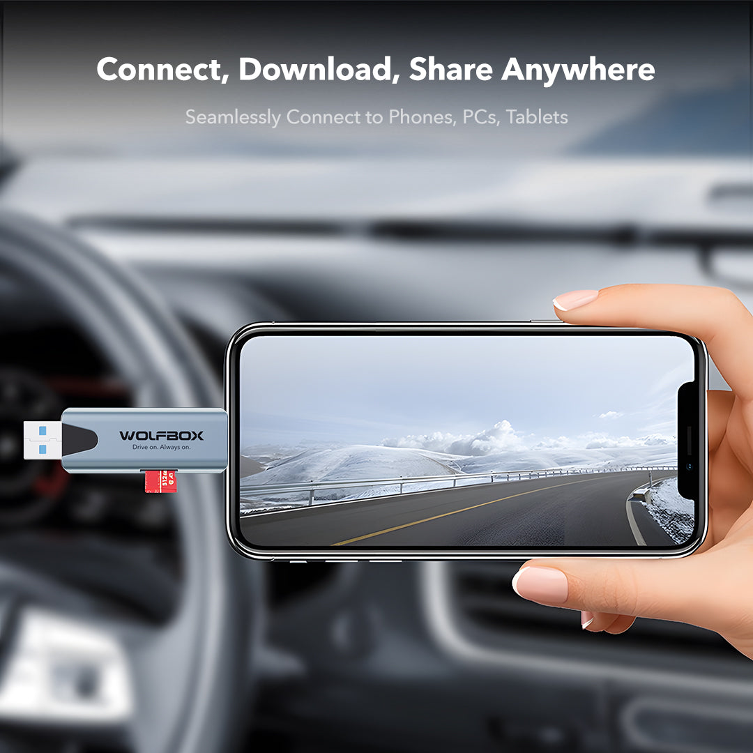 WOLFBOX 2-in-1 Card Reader with USB-C&USB-A Interface