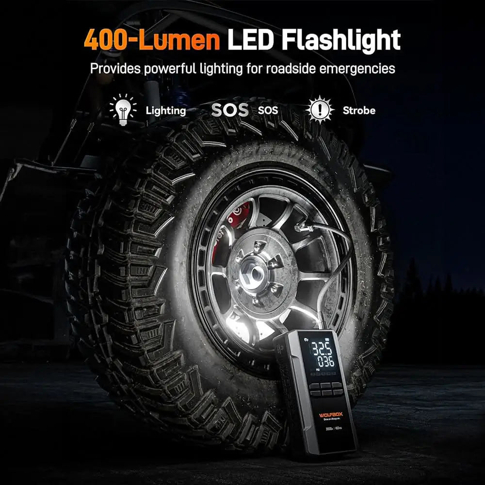 400 lumen jump starter with air compressor