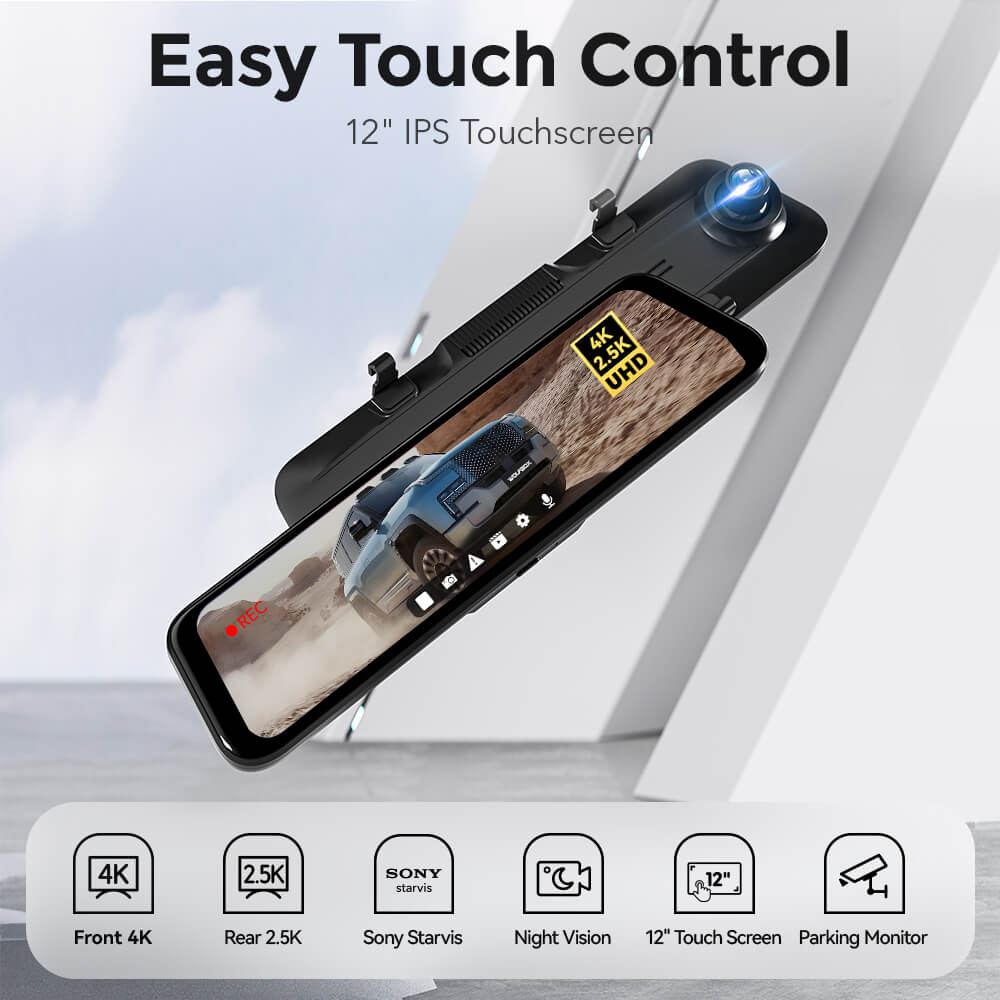 WOLFBOX G900 4K+2.5K Touch Screen Parking Monitoring Dash Cam Smart Mirror camera WOLFBOX