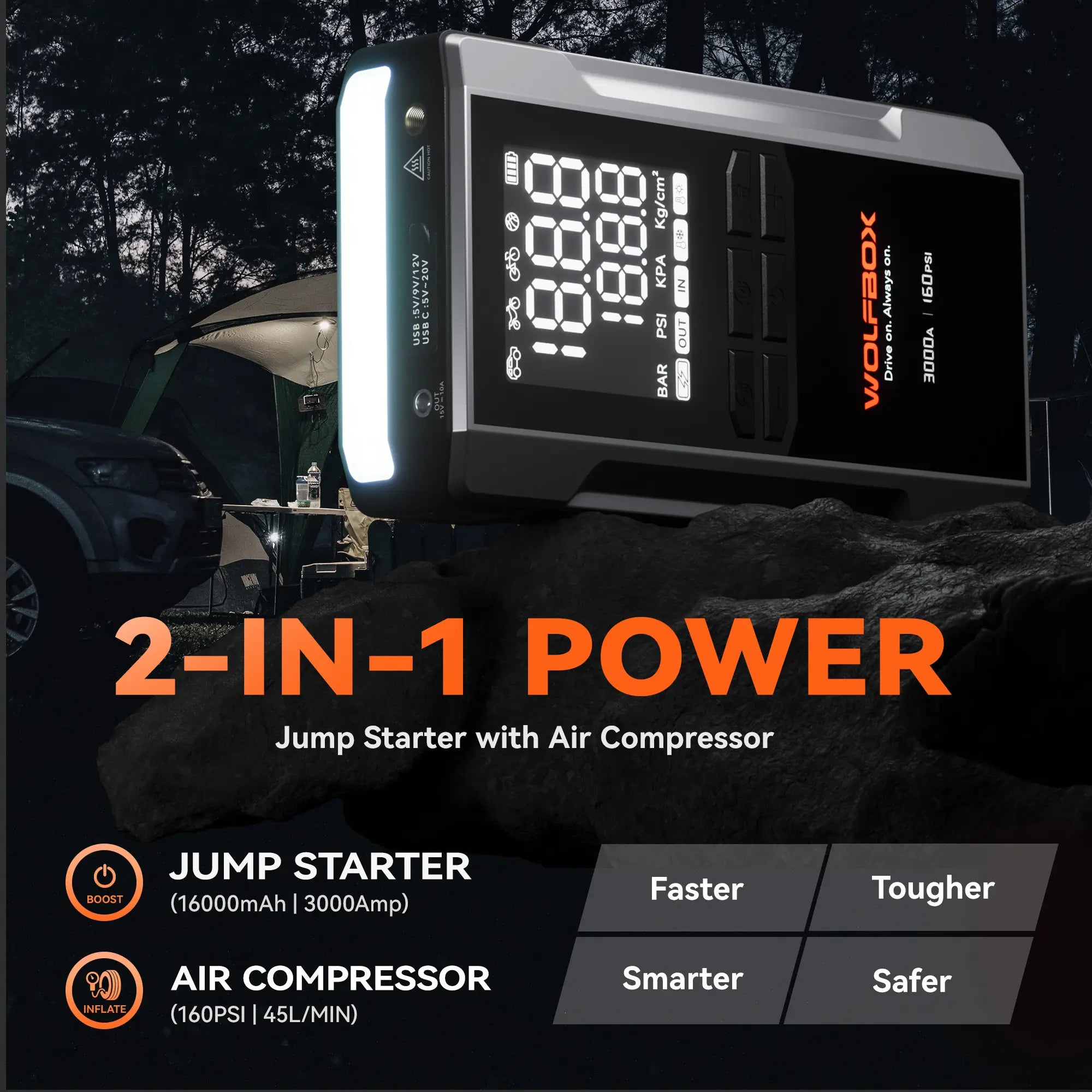 16Air jump starter with air compressor