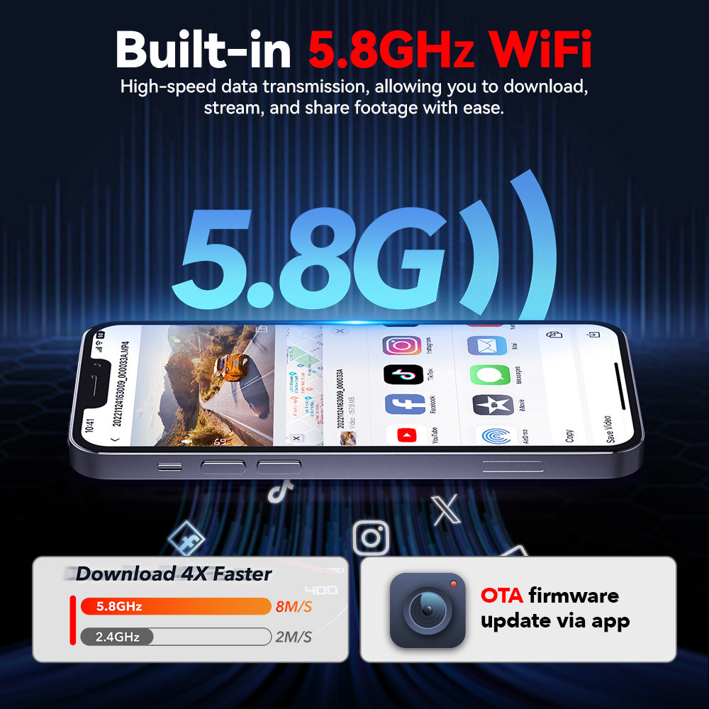 Redtiger A4 4K+1080P 5.8GHz WIFI Voice Control Dash Cam Hot Sales REDTIGER Official