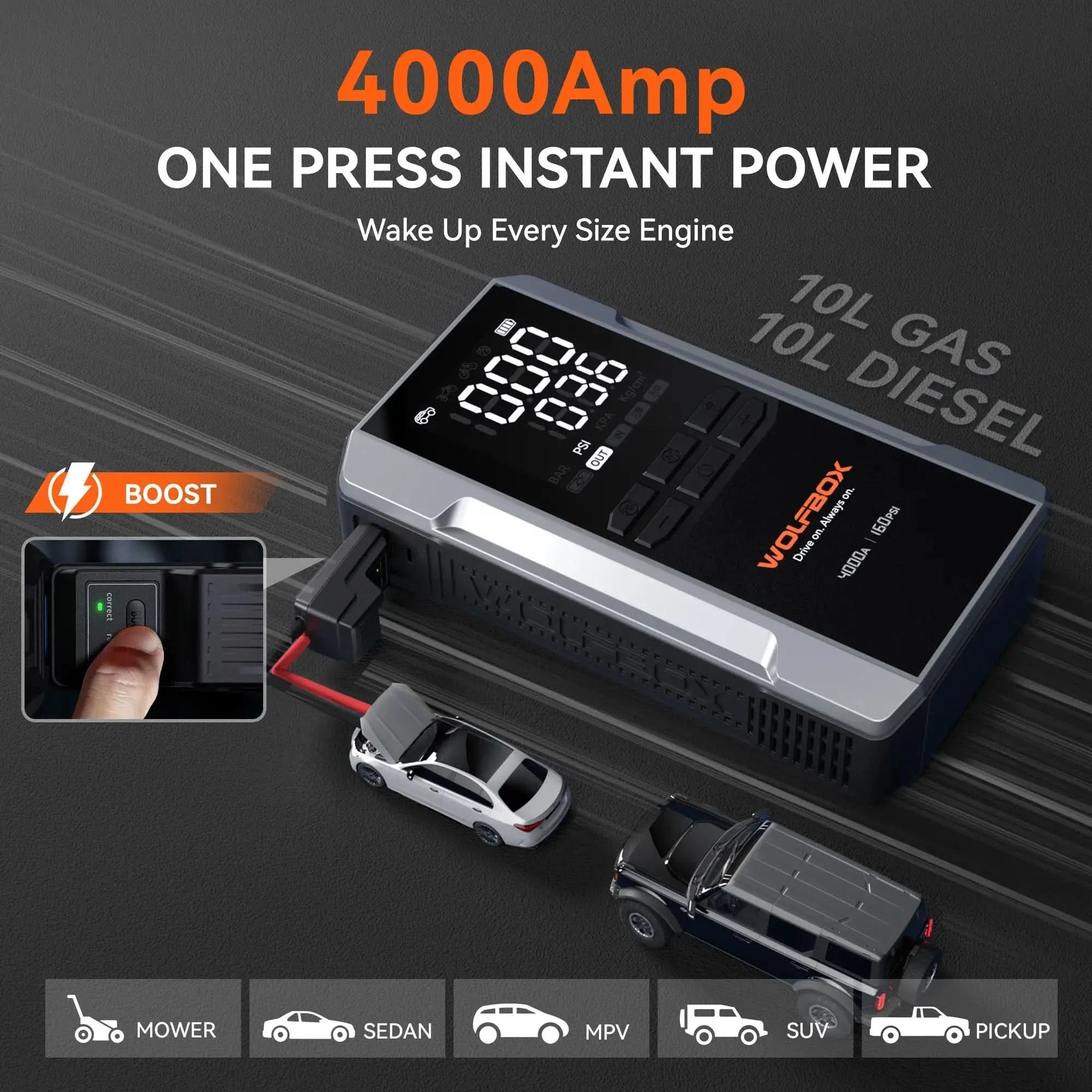 4000Amp jump start with air compressor