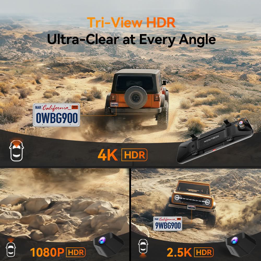 Preorder-WOLFBOX G900 TriPro Bumper Version 3 Channel Rearview Mirror WOLFBOX