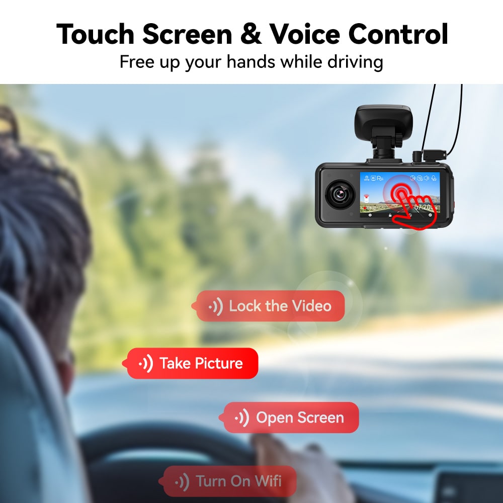 Redtiger A6 4K 3-Channel Dash Cam 5.8Ghz Wifi Voice Control Dash Cam REDTIGER Official