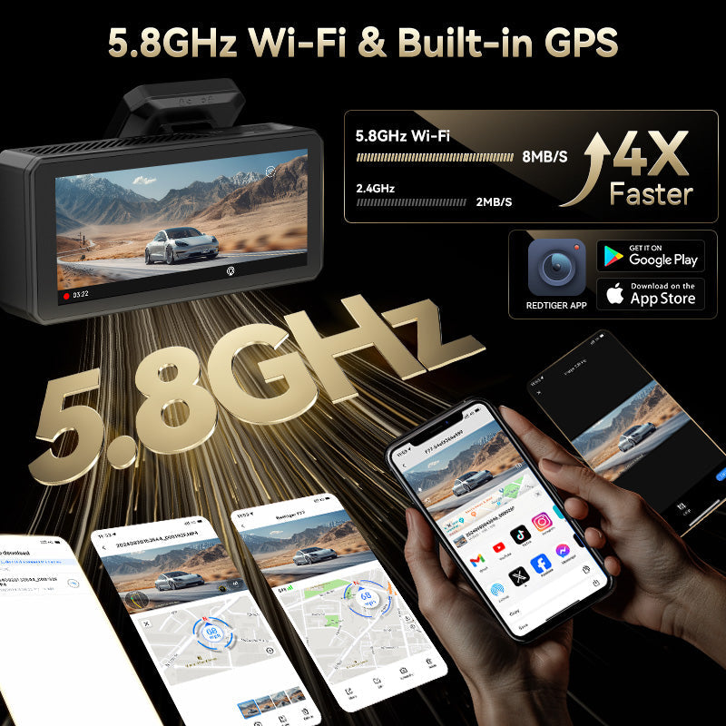 F77 Starvis2 4K+4K Dual IMX678 Voice Control 5.8GHz High Speed WIFI Dash Cam REDTIGER Official