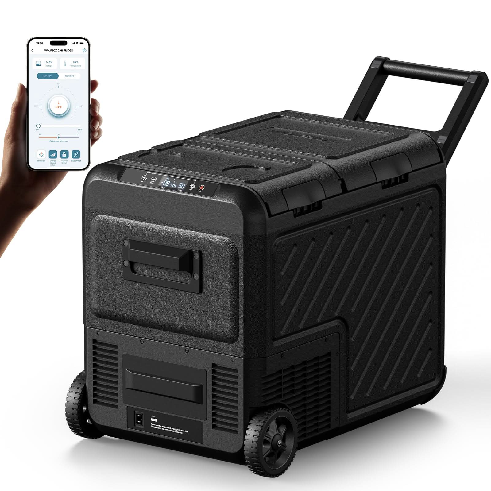 WOLFBOX 2nd Gen Dual Zone Car Fridge with App Control - 39/48/58qt, 12/24V DC Car Fridge WOLFBOX