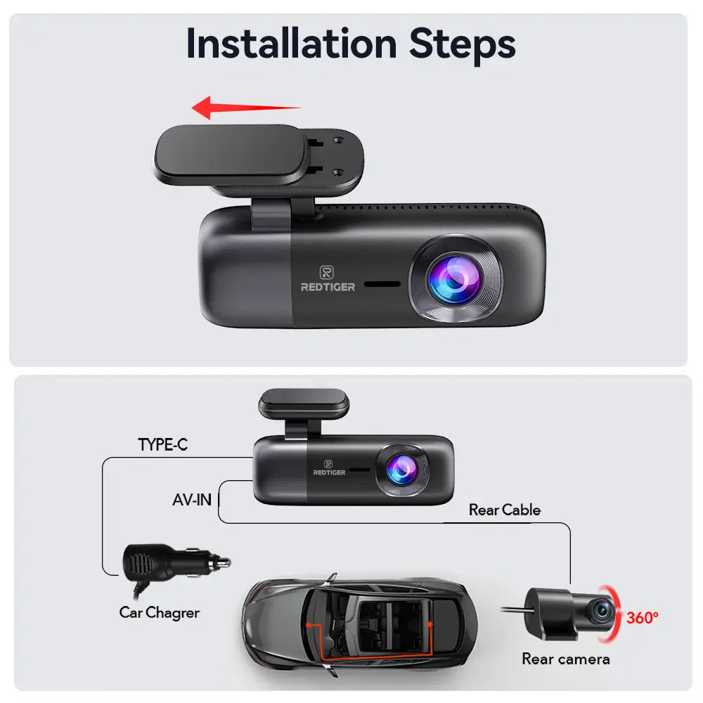 Redtiger F9 4K Dual Front and Rear Mini Dash Cam Hot Sales REDTIGER Dash Cam