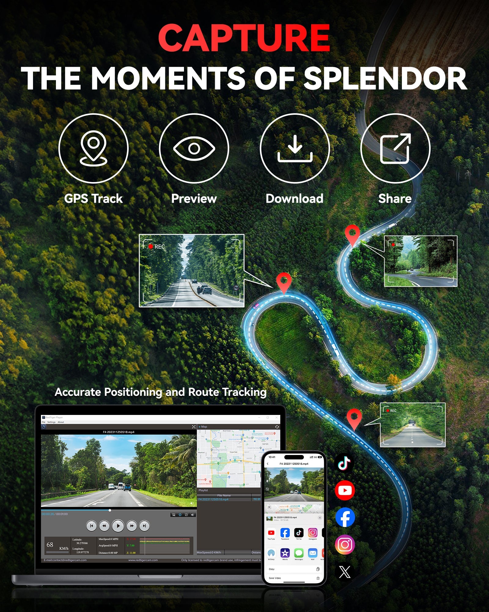 Redtiger F4 4K Voice Control Dash Cam Hot Sales REDTIGER Official