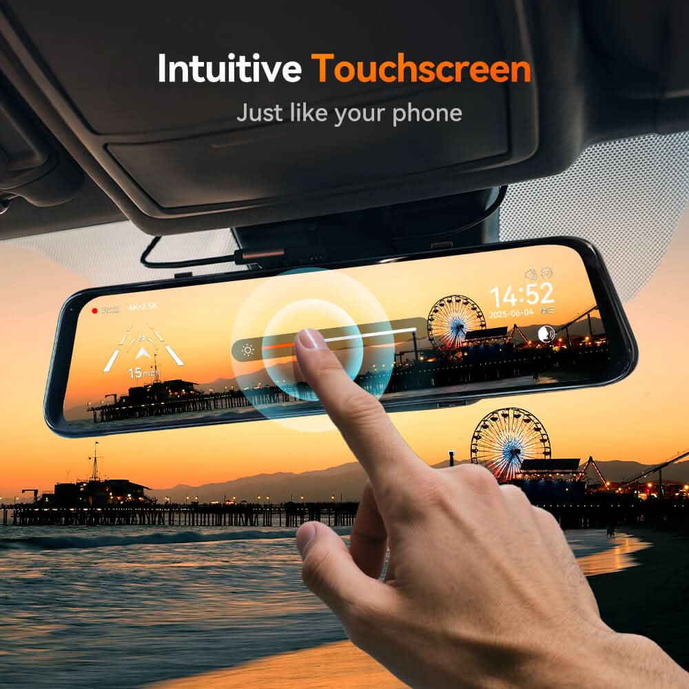 WOLFBOX G900Pro 12MP WiFi Touch Screen Rear View Mirror Dash Cam Smart Mirror Camera - WOLFBOX