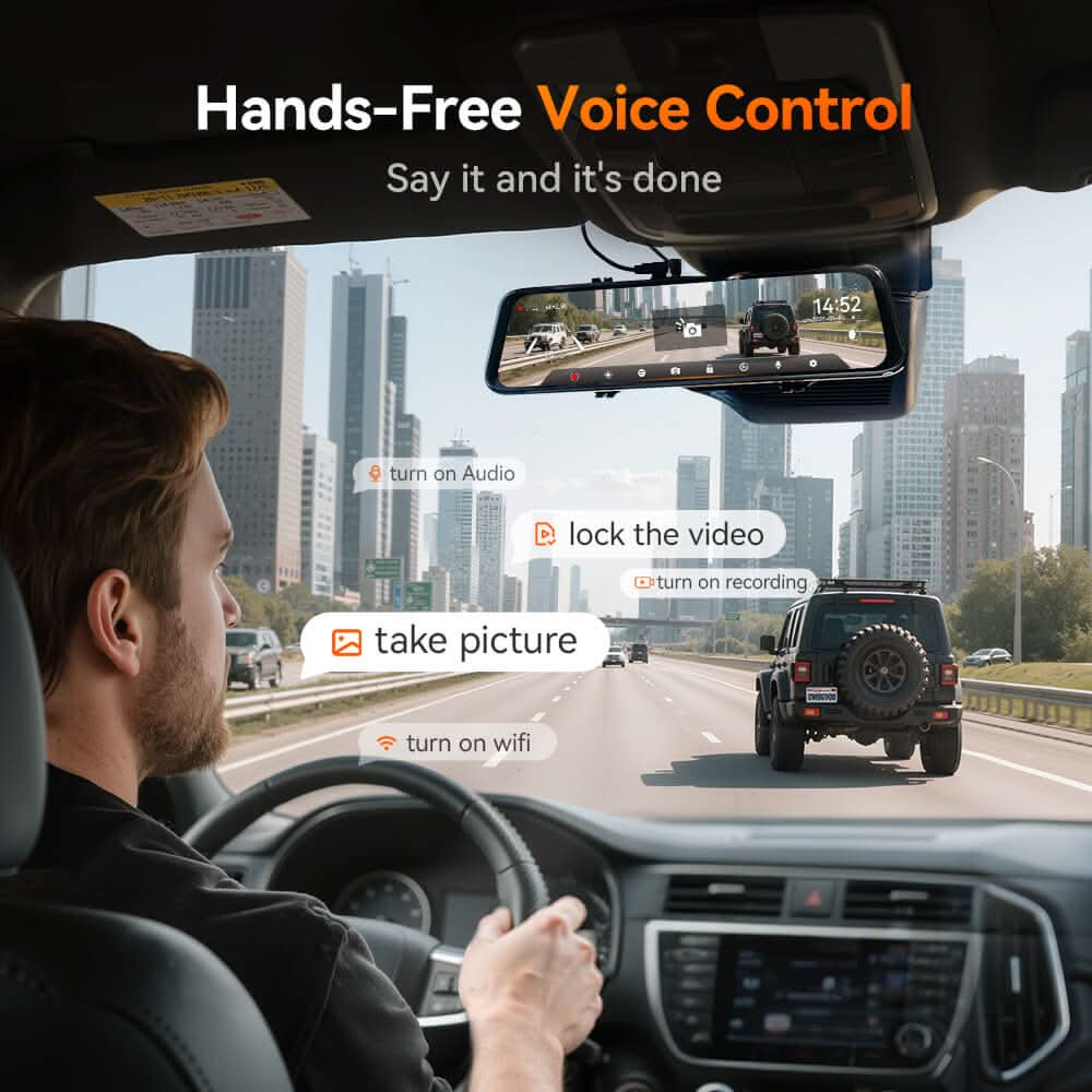 WOLFBOX G900Pro 12MP WiFi Touch Screen Rear View Mirror Dash Cam Smart Mirror Camera - WOLFBOX