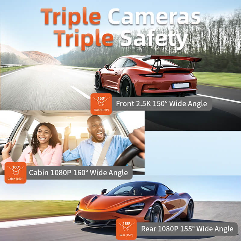 i07 | 3 Channel 2.5K+1080P+1080P Mini Dashboard Cam-Refurbished camera WOLFBOX