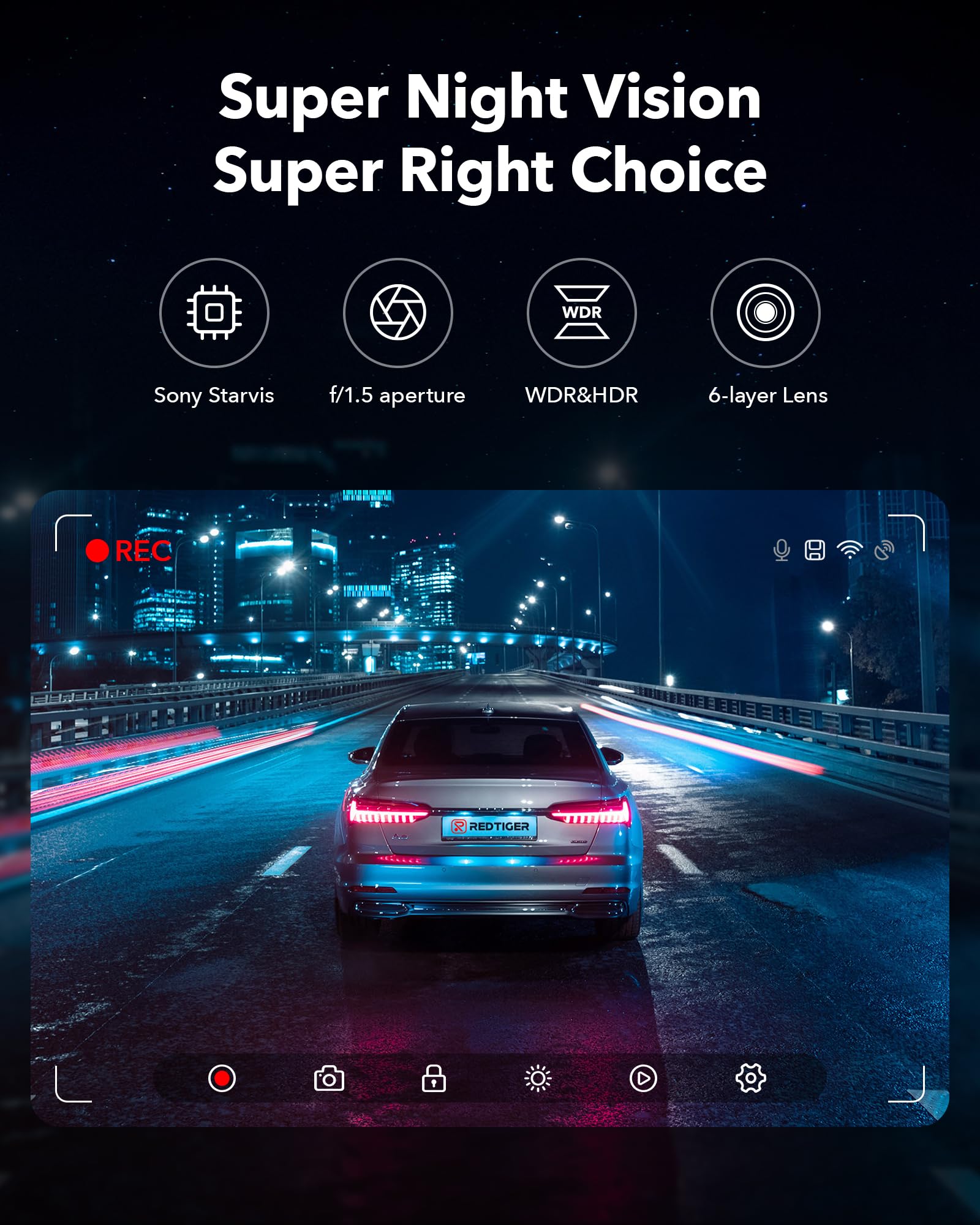 Redtiger F7NP 4K Front and Rear Dash Cam
