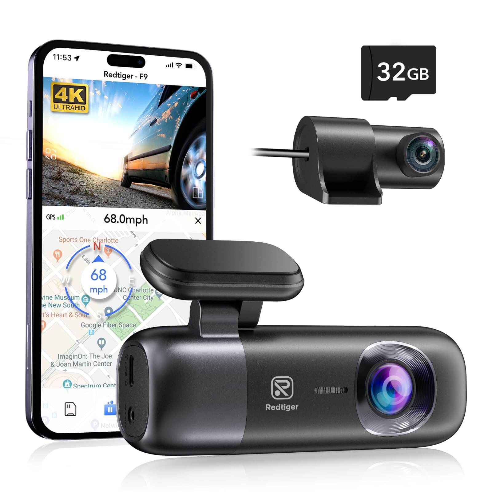 Redtiger F9 4K Dual Front and Rear Mini Dash Cam Hot Sales REDTIGER Dash Cam