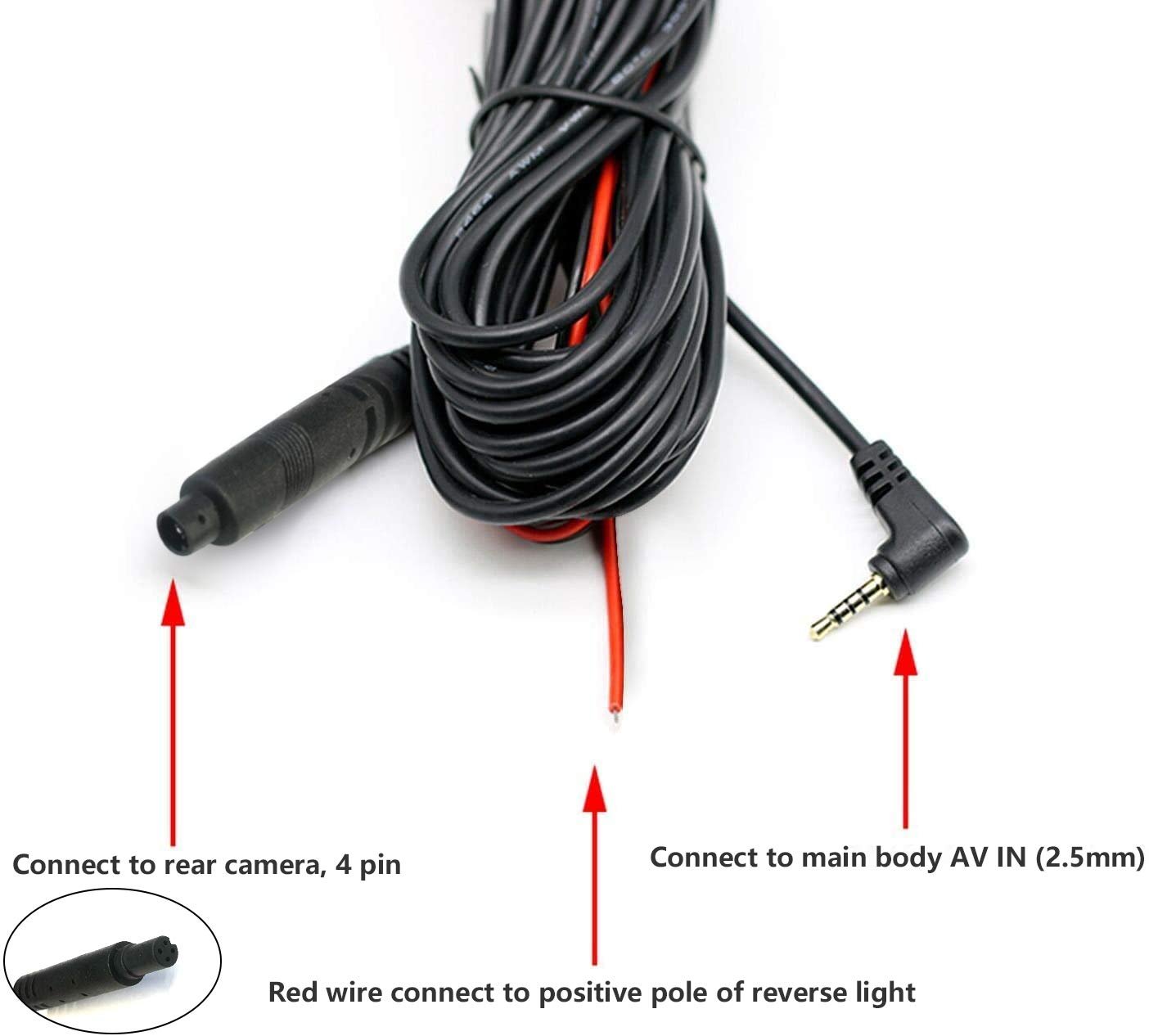 Redtiger T700 Rear Camera Longer Replacement Cables for Mirror Dash Cam Accessories REDTIGER Dash Cam