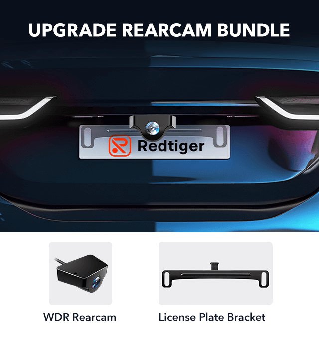 Redtiger Upgrade Rearcam Bundle (Only for F7N Series) Bundle REDTIGER Dash Cam WDR Rearcam+License Plate Bracket