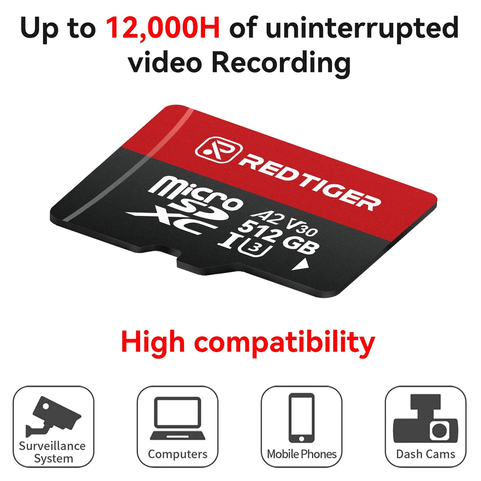 Redtiger 512GB SD Card For Dash Cam Class 10 U3