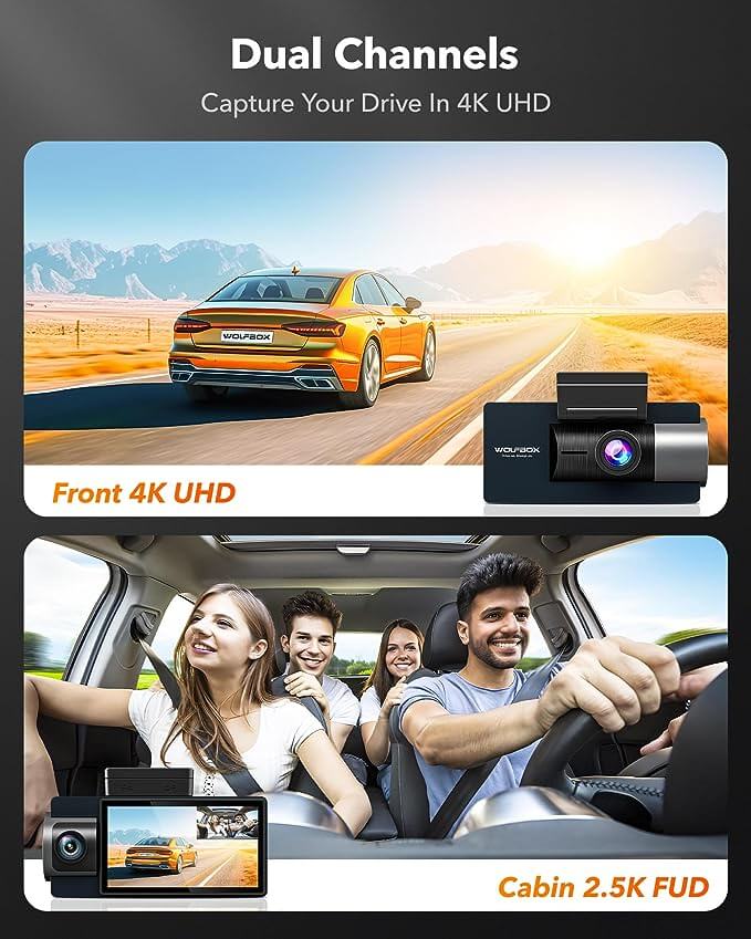 WOLFBOX i17 4K+2.5K 5G WiFi Super IR Night Vision Dash Cam camera WOLFBOX
