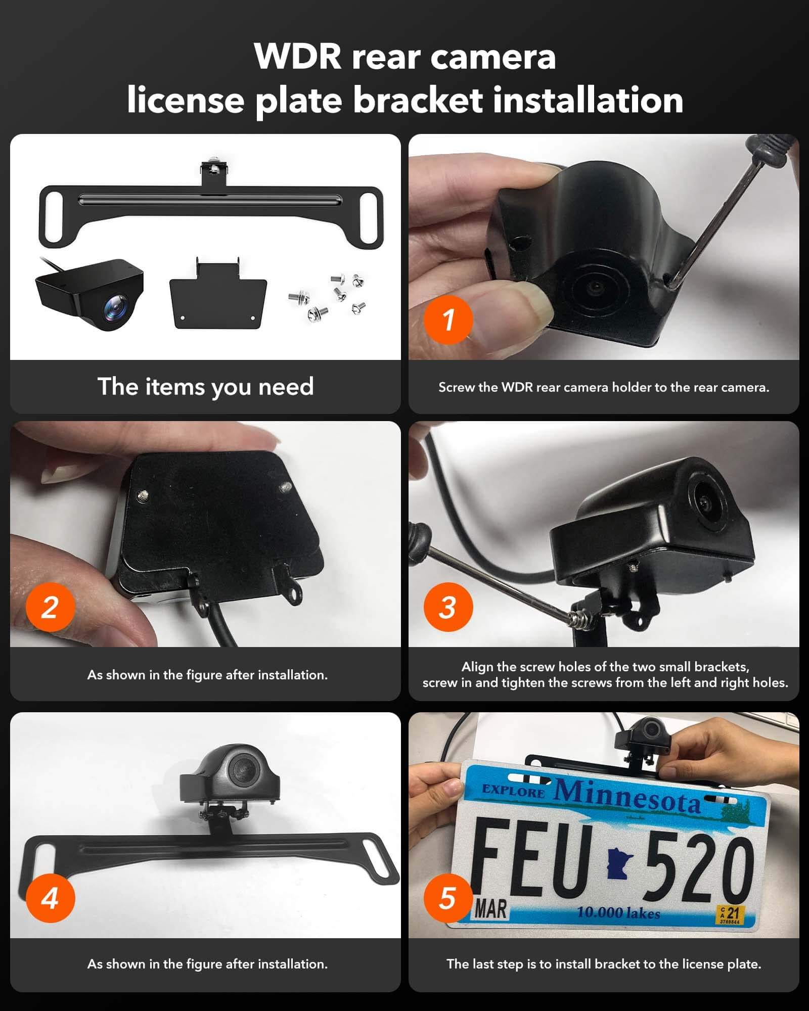 WOLFBOX Reverse Camera Plate Bracket for Easier Rear Cam Installation Accessory WOLFBOX