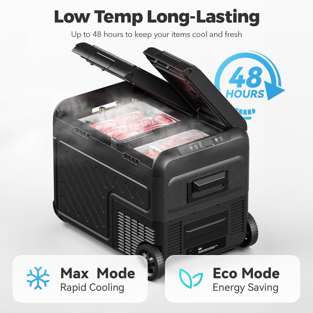 WOLFBOX 2nd Gen Dual Zone Car Fridge with App Control - 39/48/58qt, 12/24V DC Car Fridge WOLFBOX