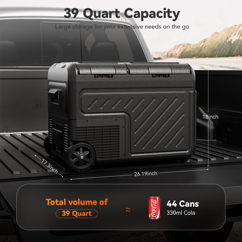 WOLFBOX 2nd Gen Dual Zone Car Fridge with App Control - 39/48/58qt, 12/24V DC Car Fridge WOLFBOX 39 quart