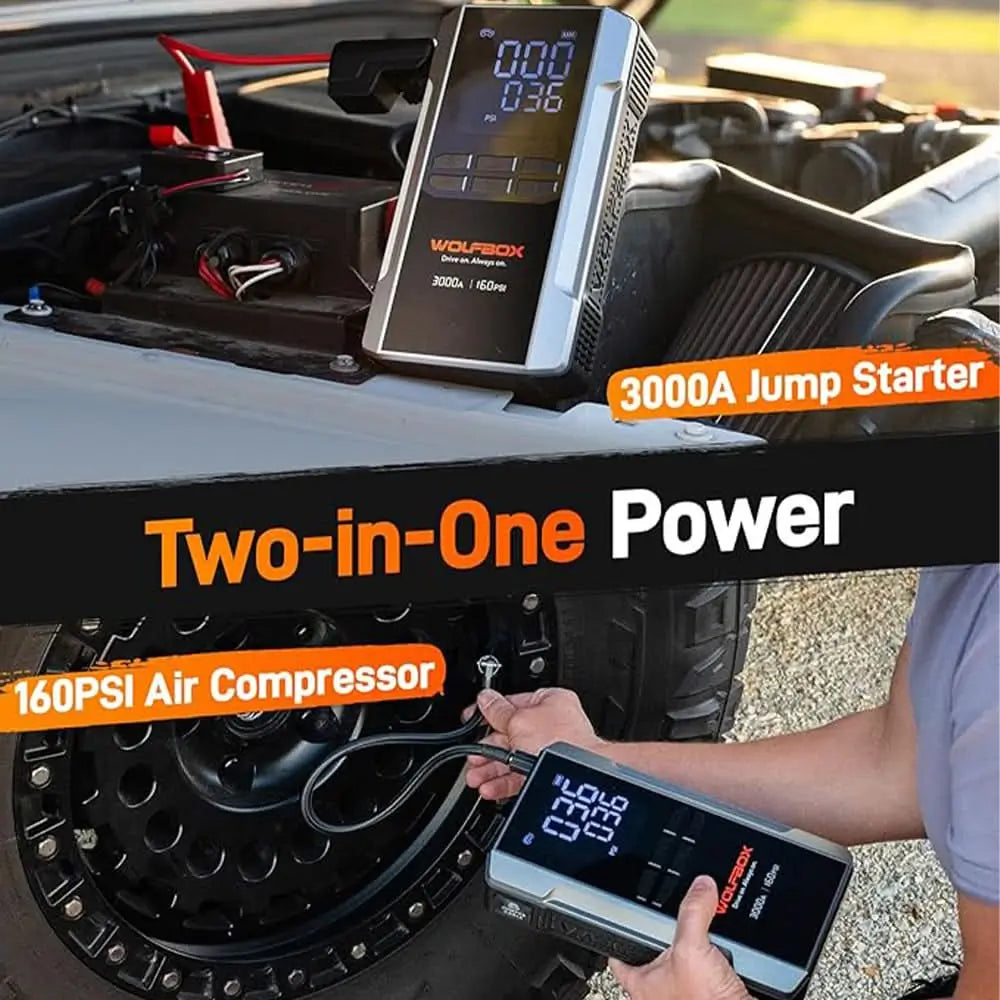 2-in-1 jump starter with air compressor