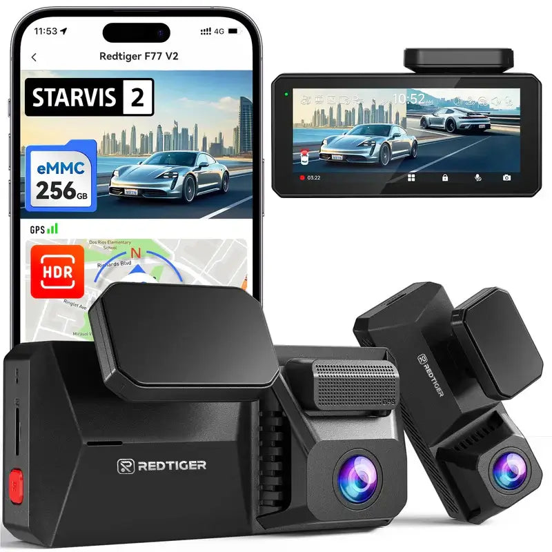 4K+4K WIFI Dual IMX678 Dash Cam STARVIS 2 Voice Control F77 Hot Sales easy-product-customizer 256GB EMMC