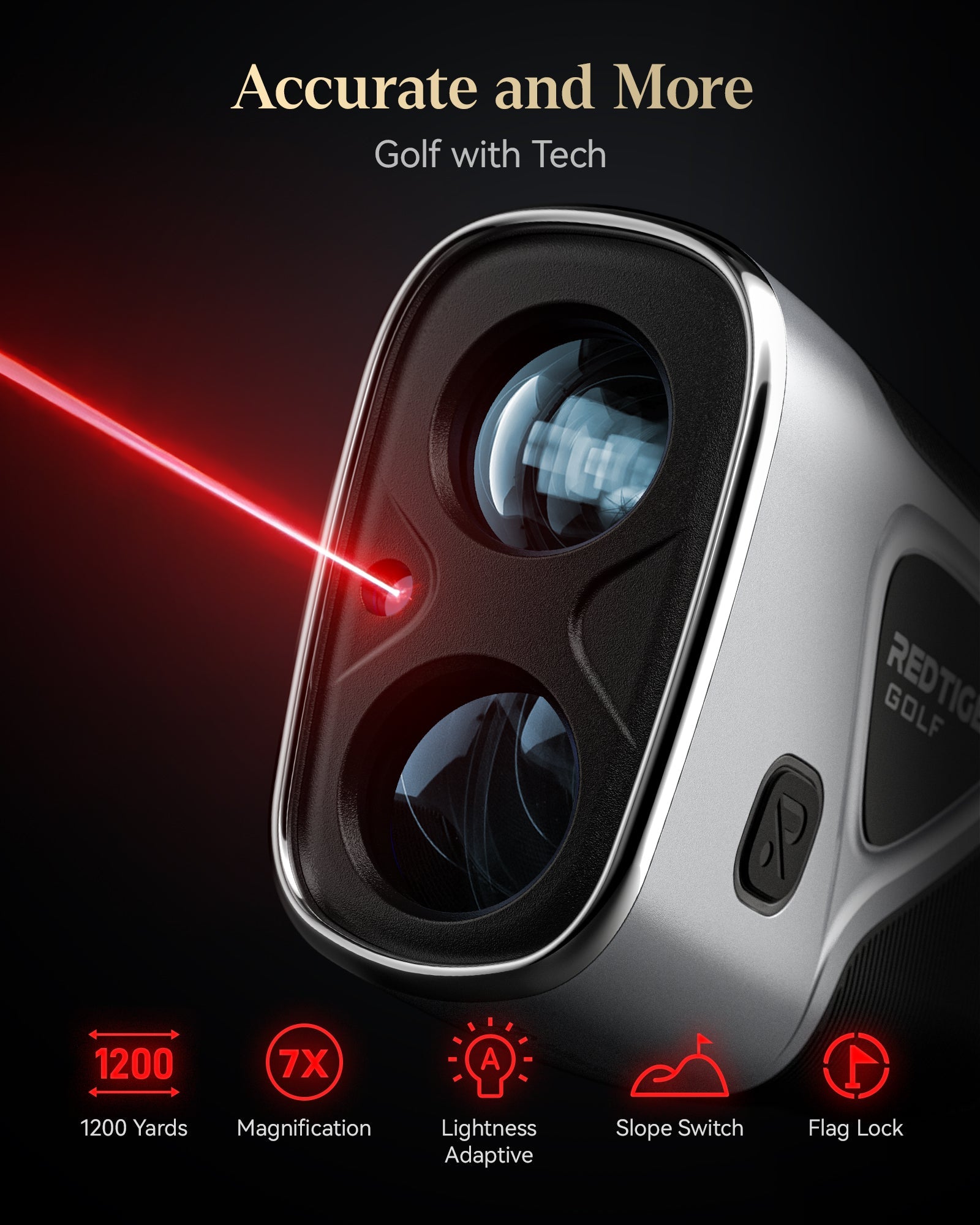 Redtiger Light-Adaptive Upgraded Laser Golf Rangefinder For 1200 Yards Hot Sales REDTIGER Official