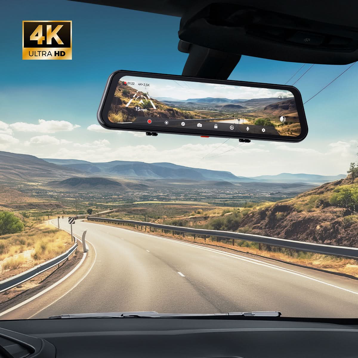 WOLFBOX G900Pro 12MP WiFi Smart Touch Screen Rear View Mirror Dash Cam camera WOLFBOX