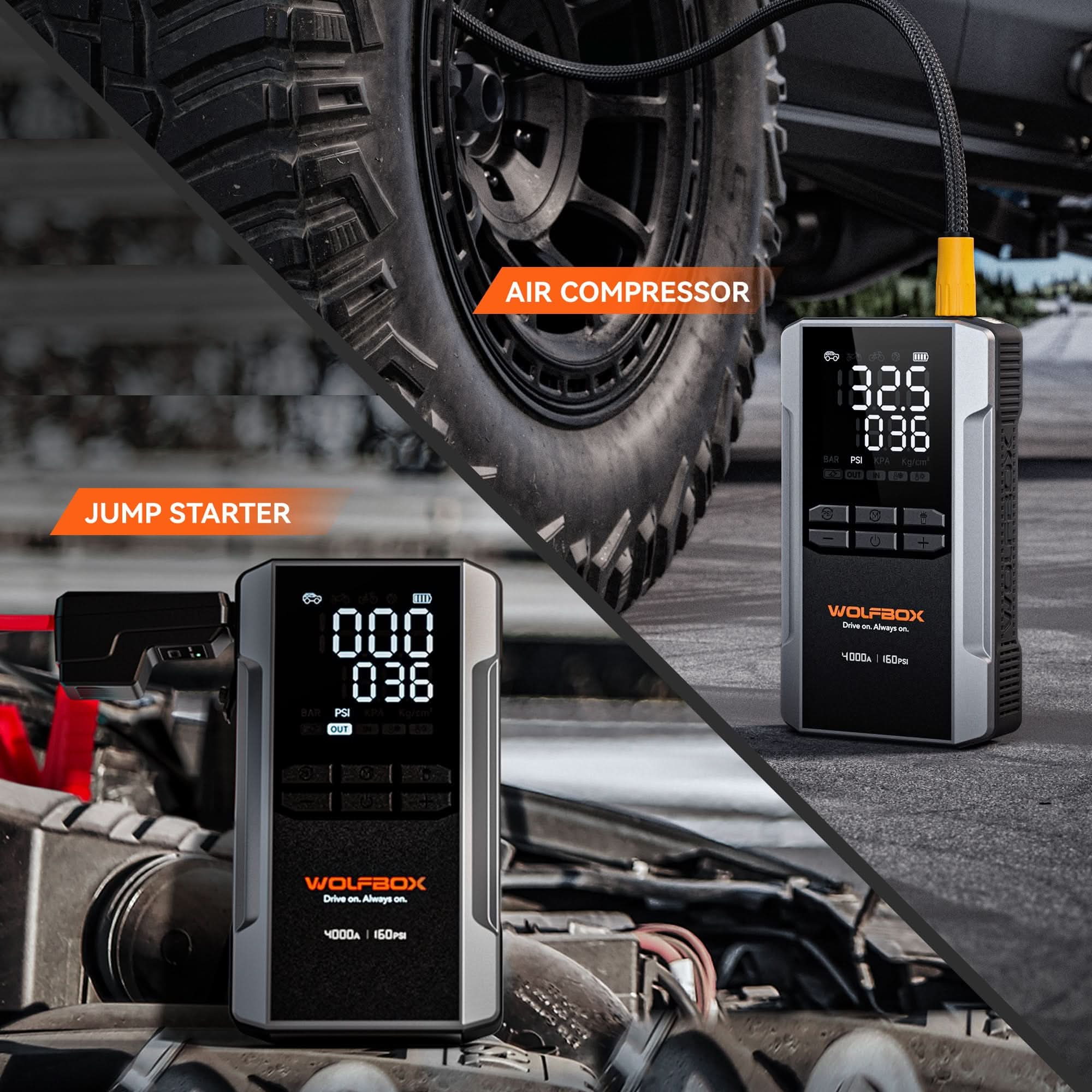 Wolfbox MegaVolt 24Air Jump Starter & Air Compressor Tire Inflator - WOLFBOX