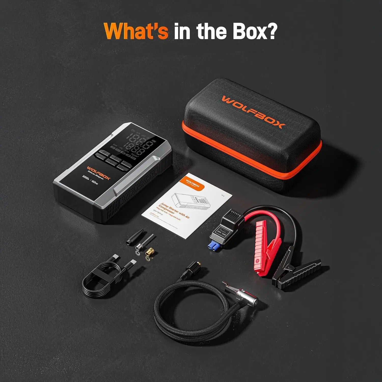what's inside of a 2-in-1 jump starter with air compressor