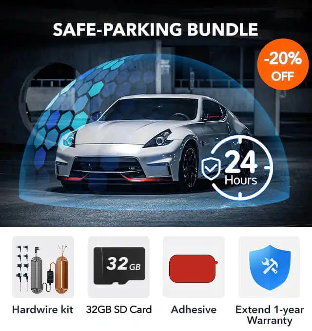 Redtiger F7N Safe-Parking Accessory Bundle Bundle REDTIGER Dash Cam F7N USB-C Multi-fuse Hardwire kit+32GB SD Card+3M Adhesive+Extend 1-year Warranty