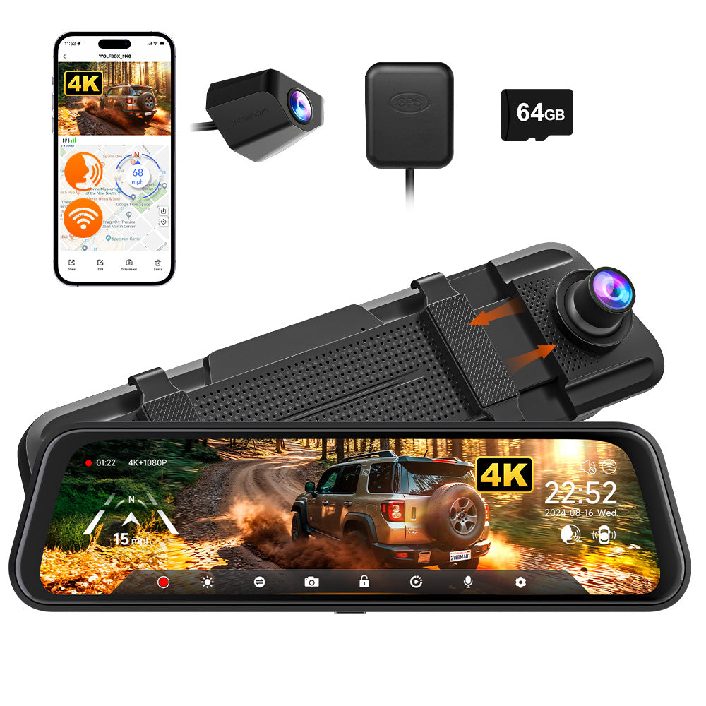 WOLFBOX M40 4K ADAS 10" Mirror Dash Cam