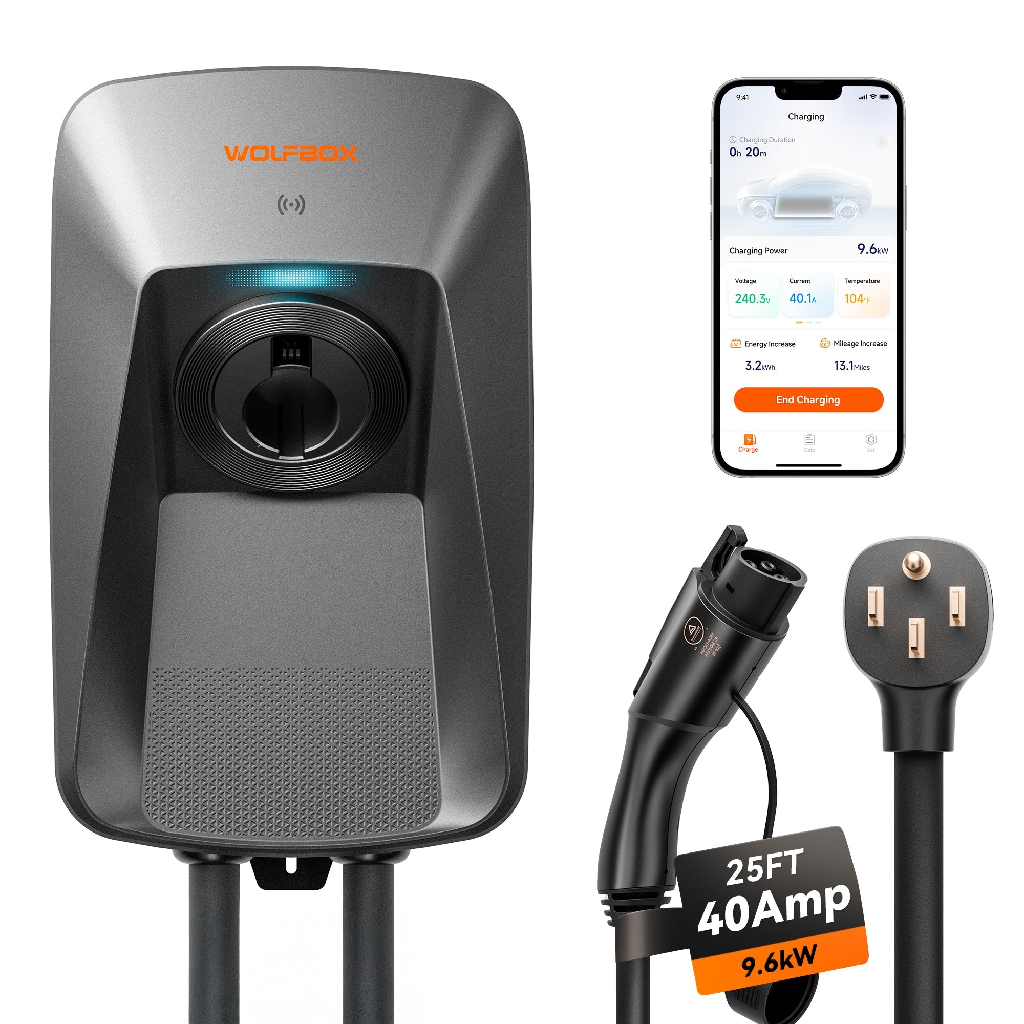 WOLFBOX  WE40 Level 2 ev Charger 40 Amp - WOLFBOX