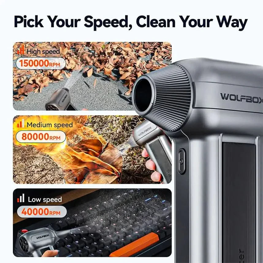 WOLFBOX MF100 Compressed Air Duster - Super Power Electric Air Duster - WOLFBOX