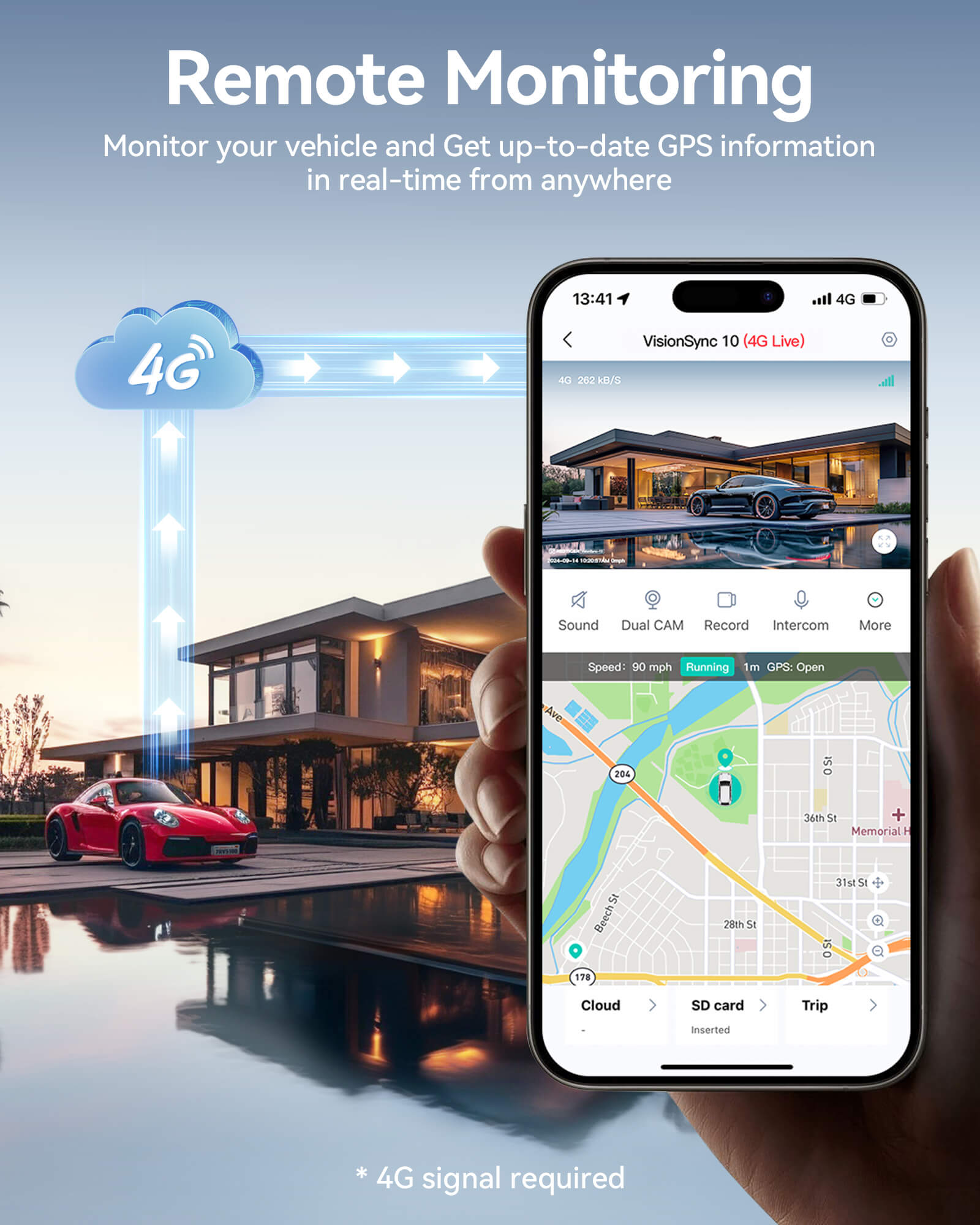 Redtiger VS10 4G Lte Cloud Storage 2.5K Wireless Parking Alarm Dash Cam Hot Sales REDTIGER Official