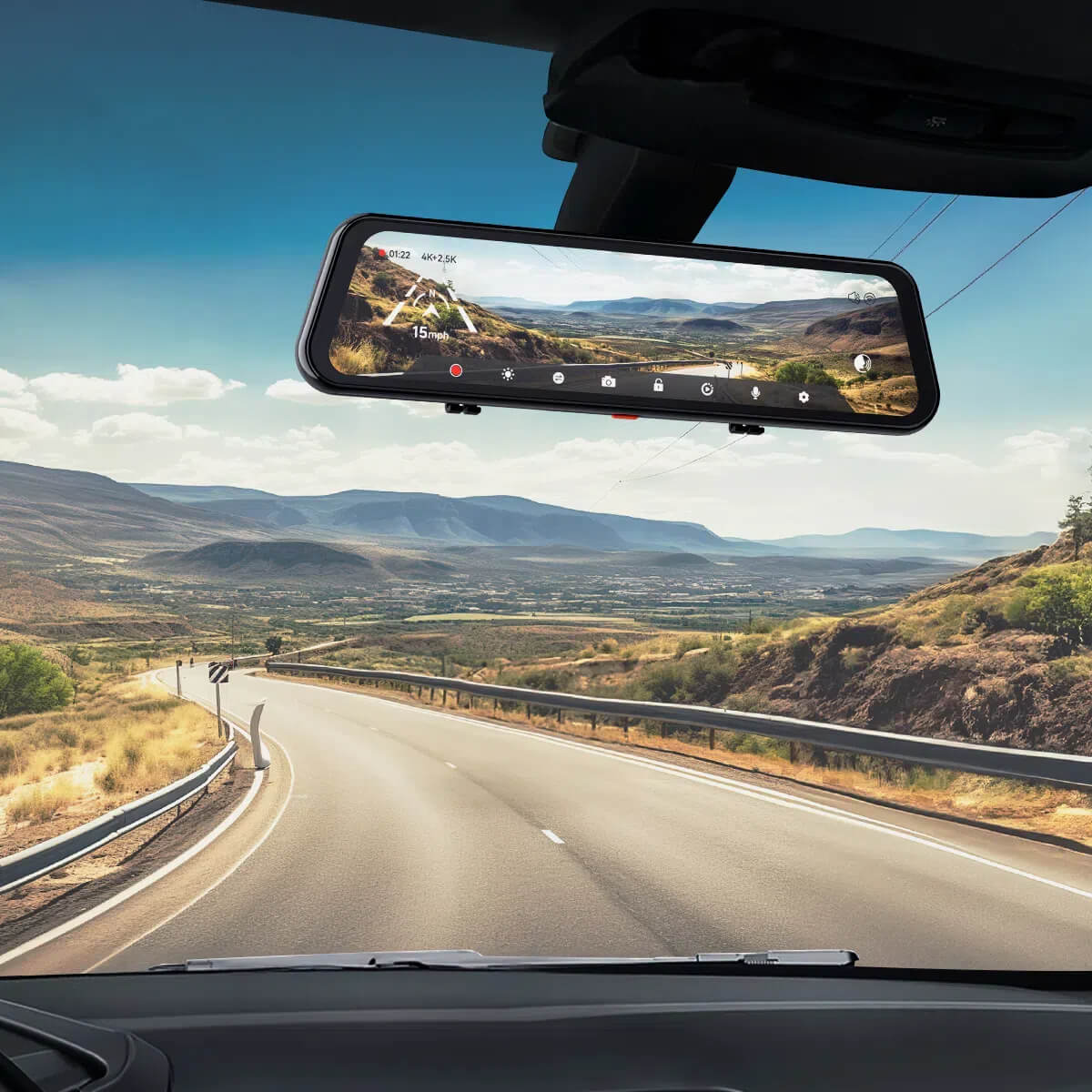 WOLFBOX G900Pro 12MP WiFi Touch Screen Smart Rear View Mirror Dash Cam - WOLFBOX