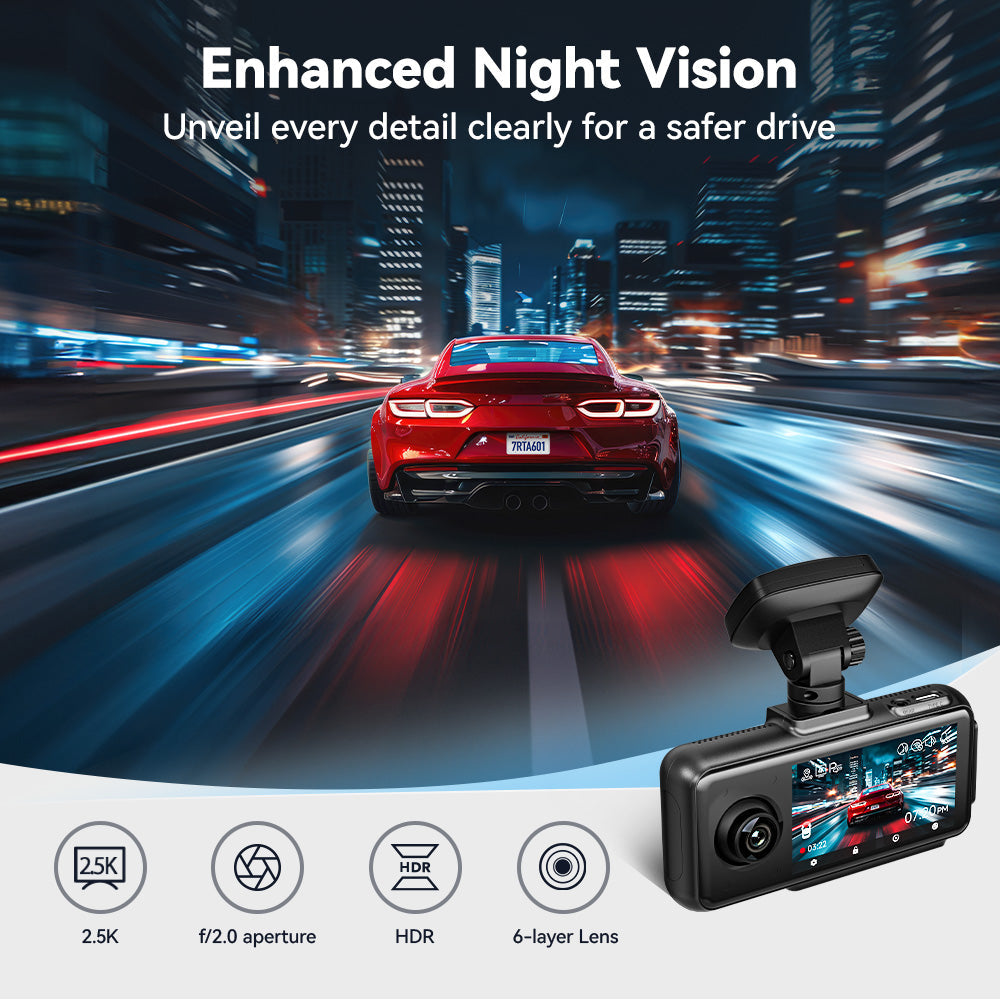 Redtiger A6 4K 3-Channel Dash Cam 5.8Ghz Wifi Voice Control Dash Cam REDTIGER Official