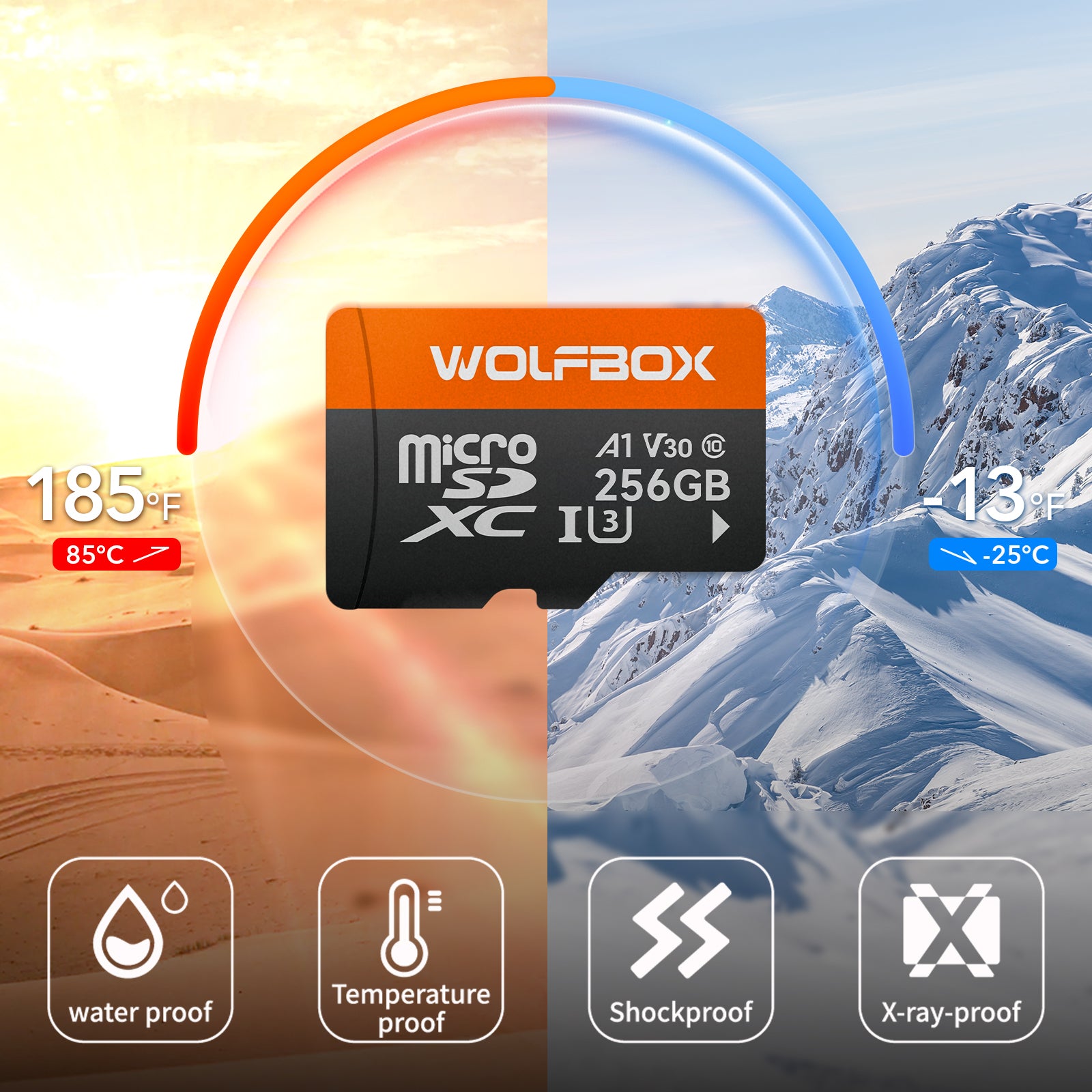WOLFBOX 256GB Full Ultra HD SD Card [New Version]