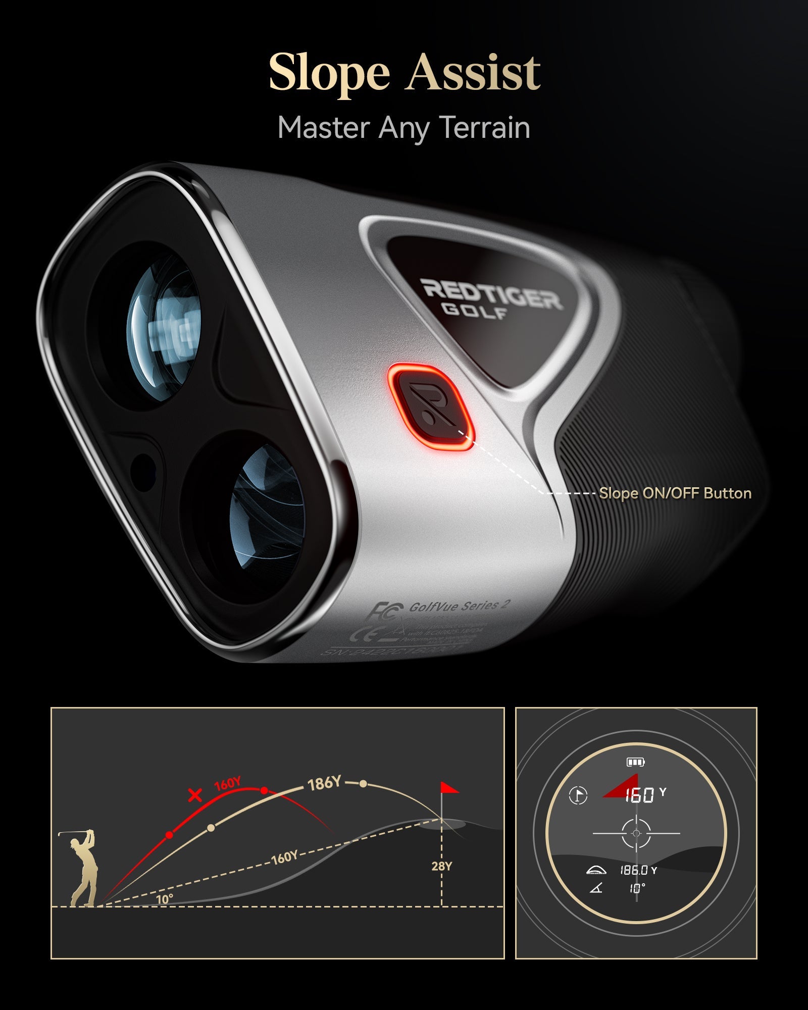 Redtiger Light-Adaptive Upgraded Laser Golf Rangefinder For 1200 Yards Hot Sales REDTIGER Official