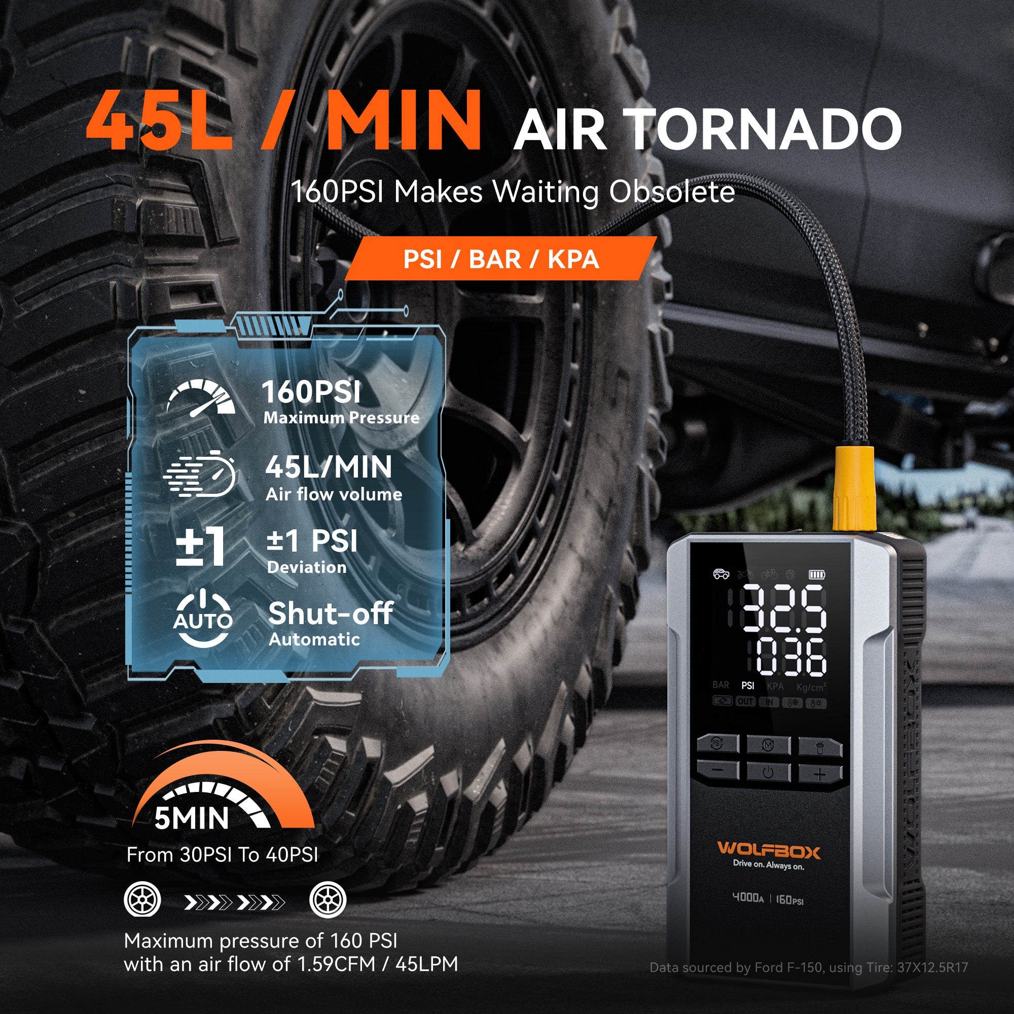 24Air 45L/MIN jump starter with air compressor