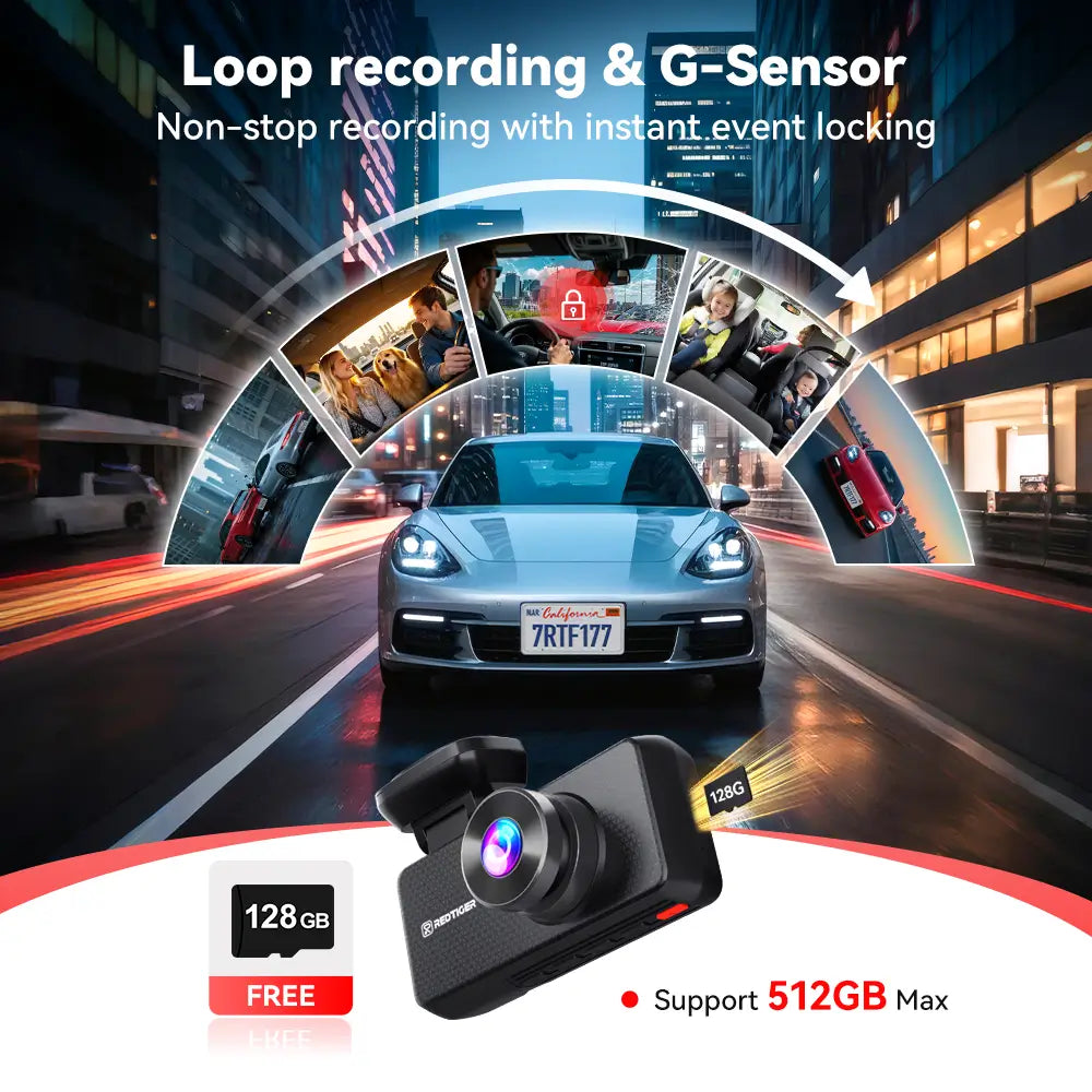 Redtiger F17 Plus 4 Channels 2.7K Sony STARVIS 2 5.8 Ghz Wifi Touch Screen Dash Cam REDTIGER Official