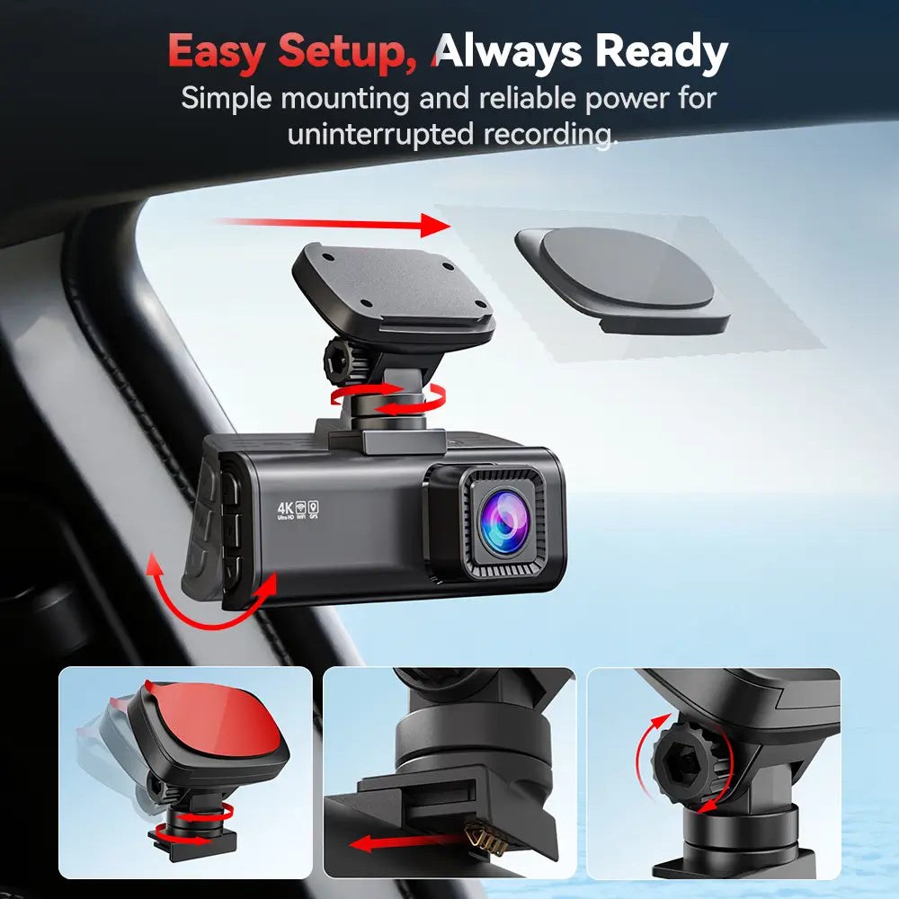 Redtiger F7N 4K Dual Front and Rear Dash Cam With 64GB SD Card