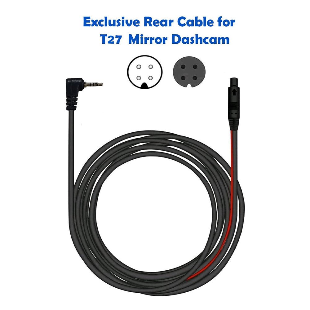 Redtiger T27 33 Feet Rear Camera Longer Replacement Cables for Mirror Dash Cam Accessories REDTIGER Dash Cam   