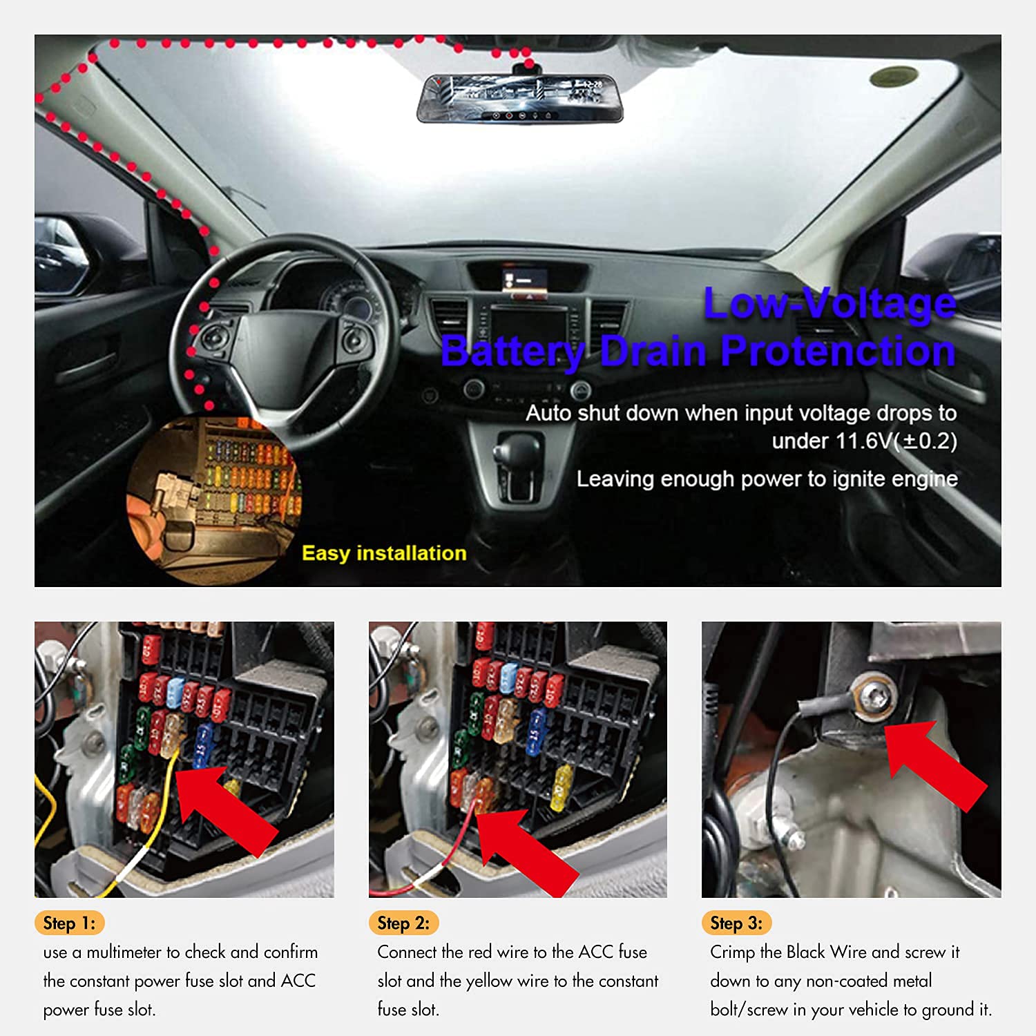 Redtiger T700 Dash Cam Hardwire Kit For Parking Monitor Accessories REDTIGER Dash Cam   