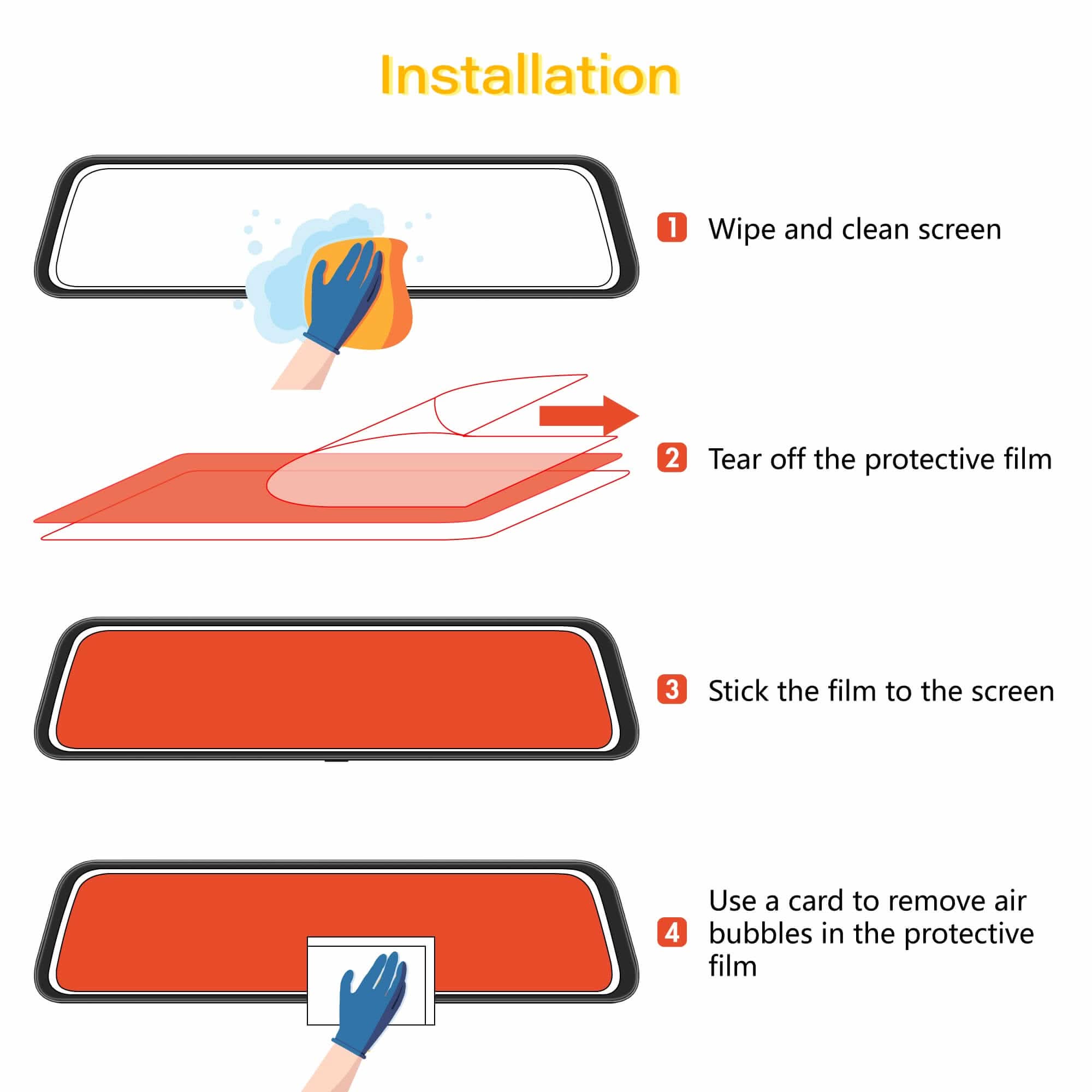 WOLFBOX 12inch Anti-Glare Film for G900PRO/G900Tripro Mirror Camera Accessory WOLFBOX